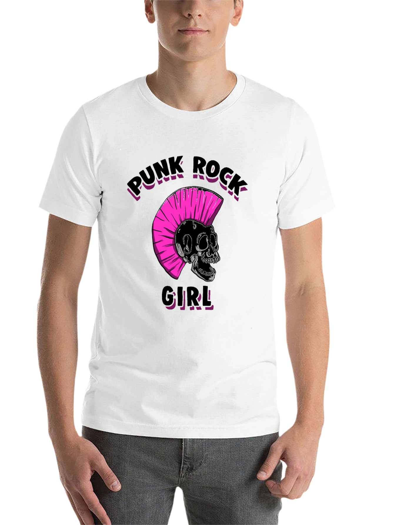Punk Rock Girl Graphic Tee - Black Unisex T-Shirt - 14