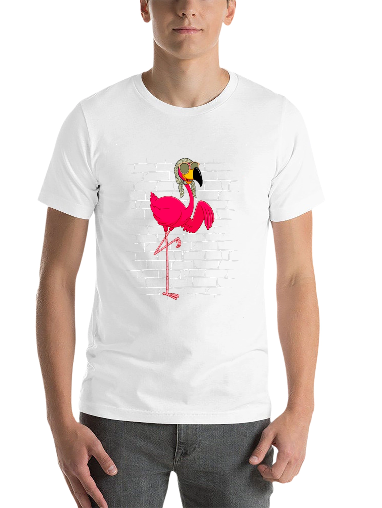 Black Flamingo with Shades T-Shirt - Black view 14