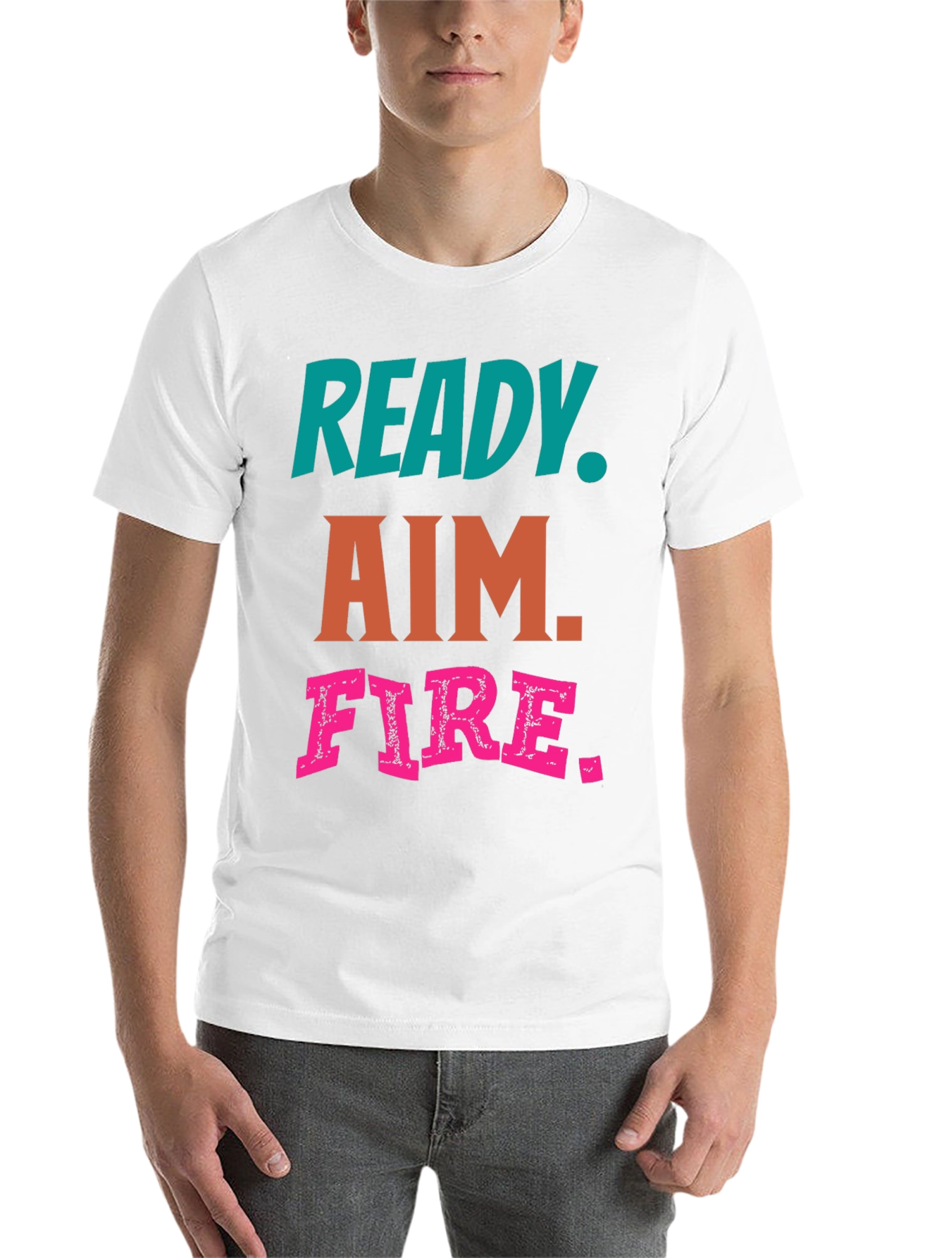 Black Ready Aim Fire Graphic Tee - Black Cotton T-Shirt view 14