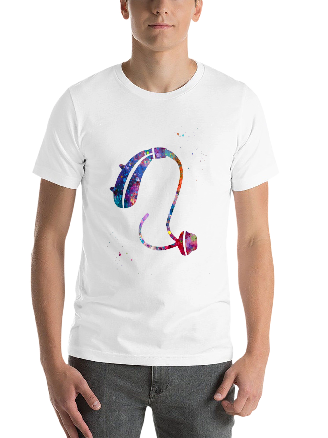 Black Watercolor Hearing Aid Tee - Black view 14