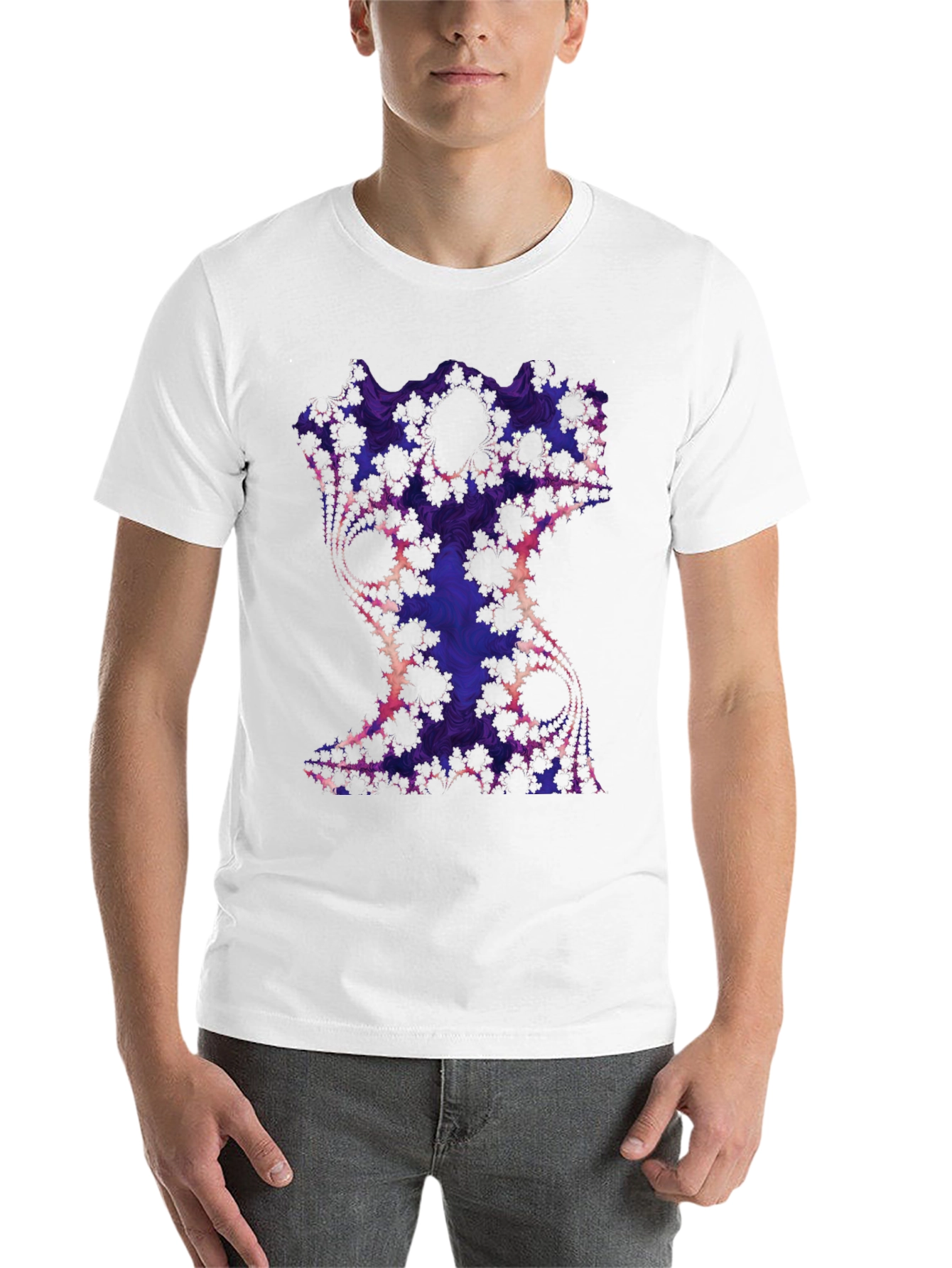 Black Fractal Art Graphic Tee - Black Cotton Blend view 14