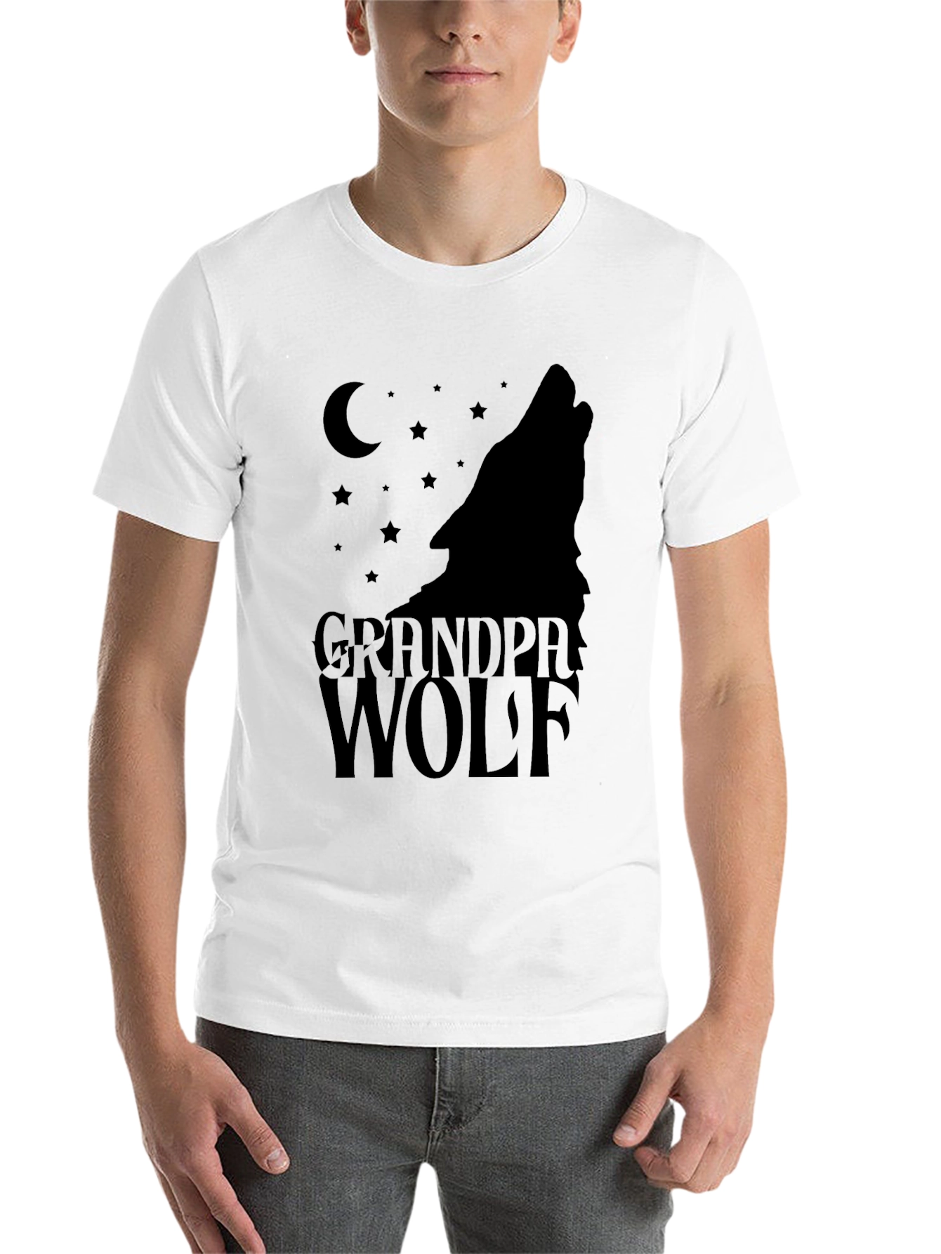 Black Grandpa Wolf T-Shirt - Men's Black Graphic Tee view 14