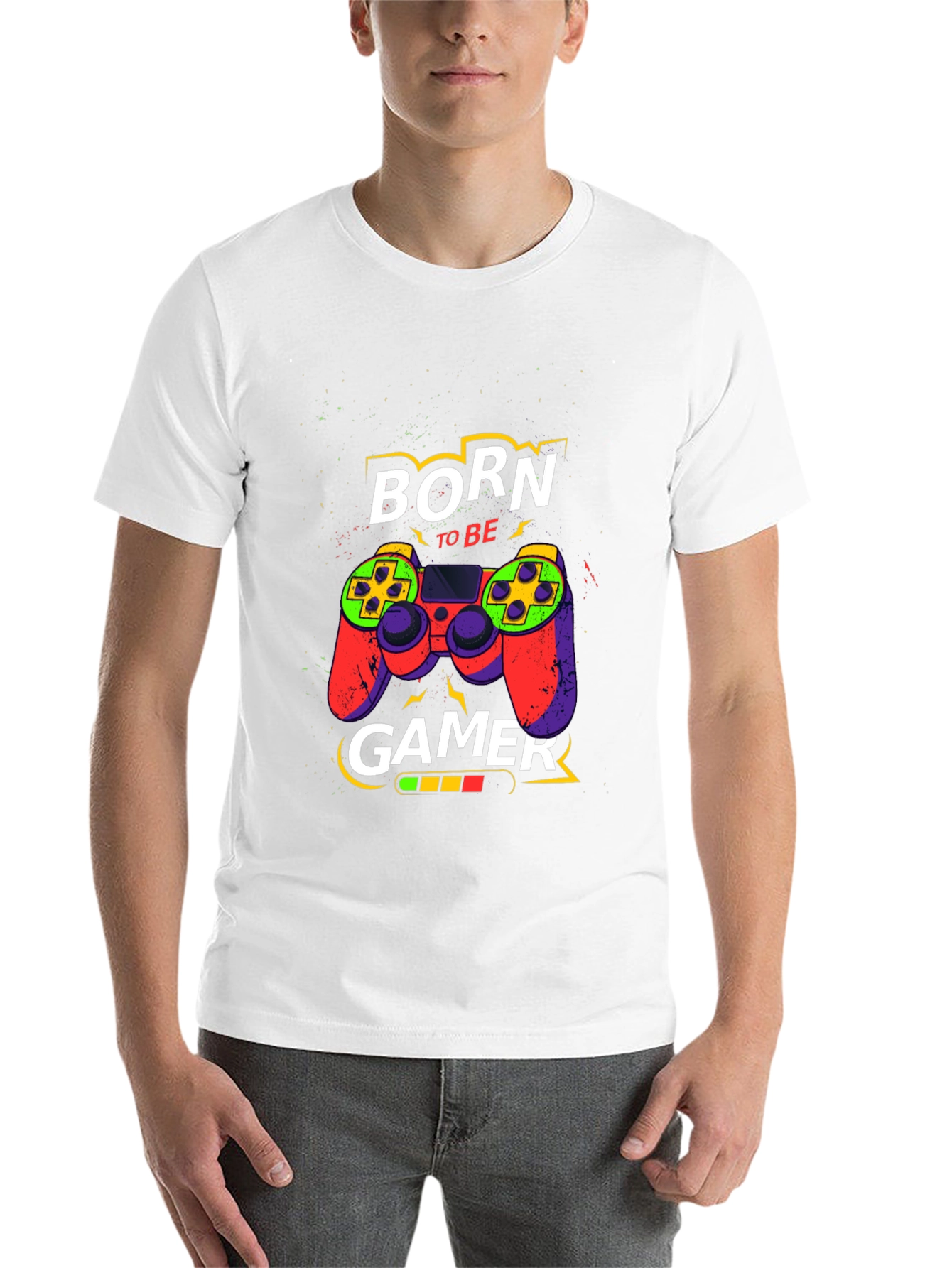 Black Born To Be Gamer Black T-Shirt view 14