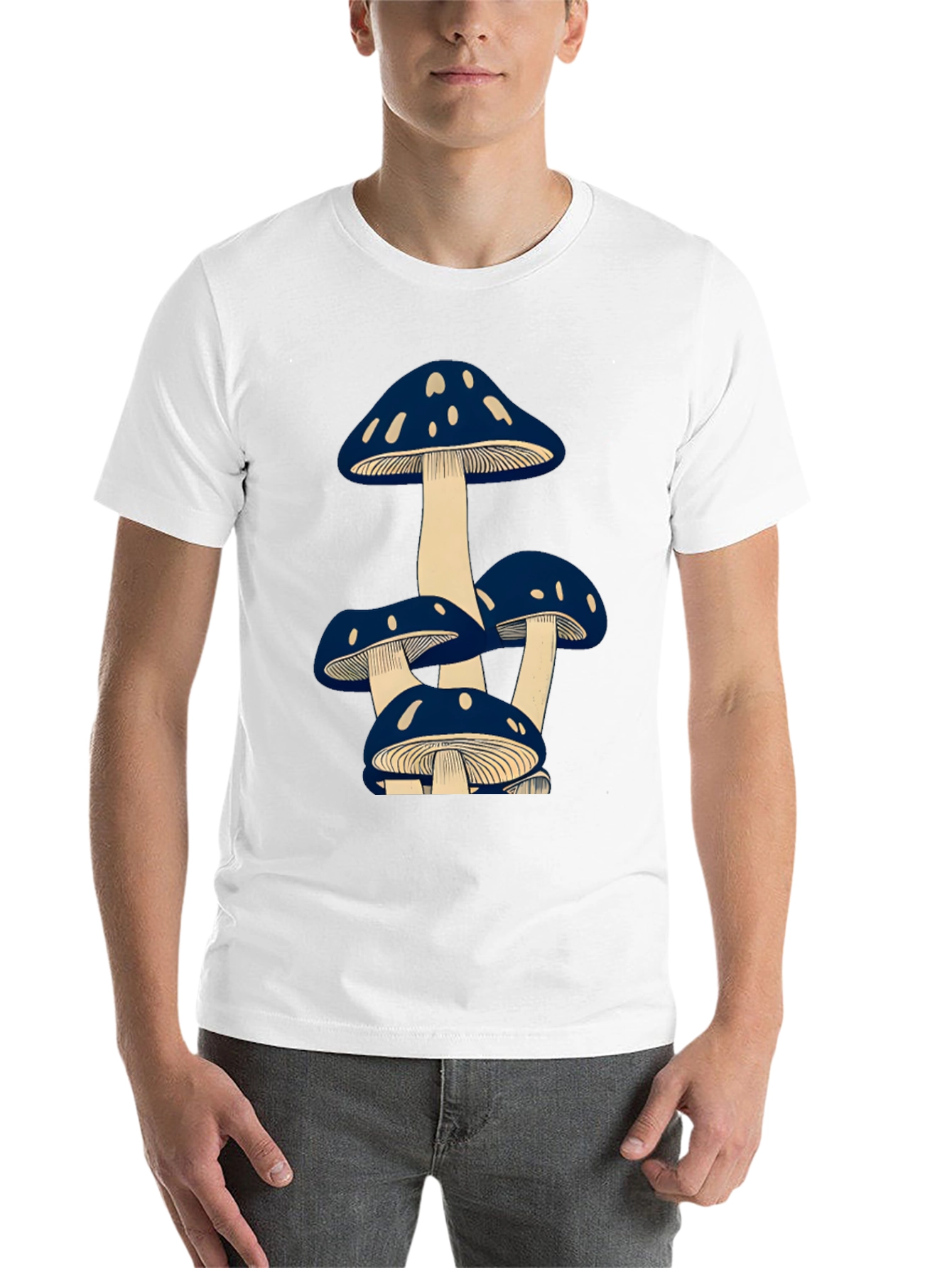 Black Mushroom Graphic Tee - Unisex Black T-Shirt view 14