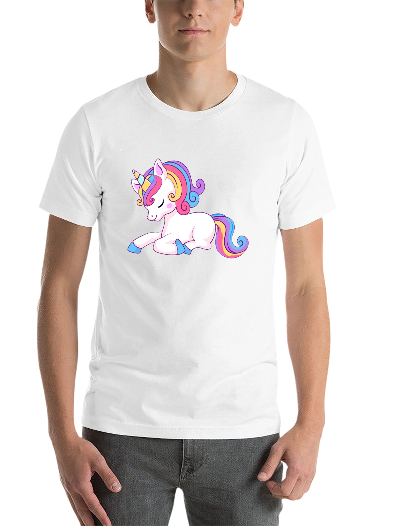 Black Cute Unicorn Graphic Tee - Black Casual Shirt view 14