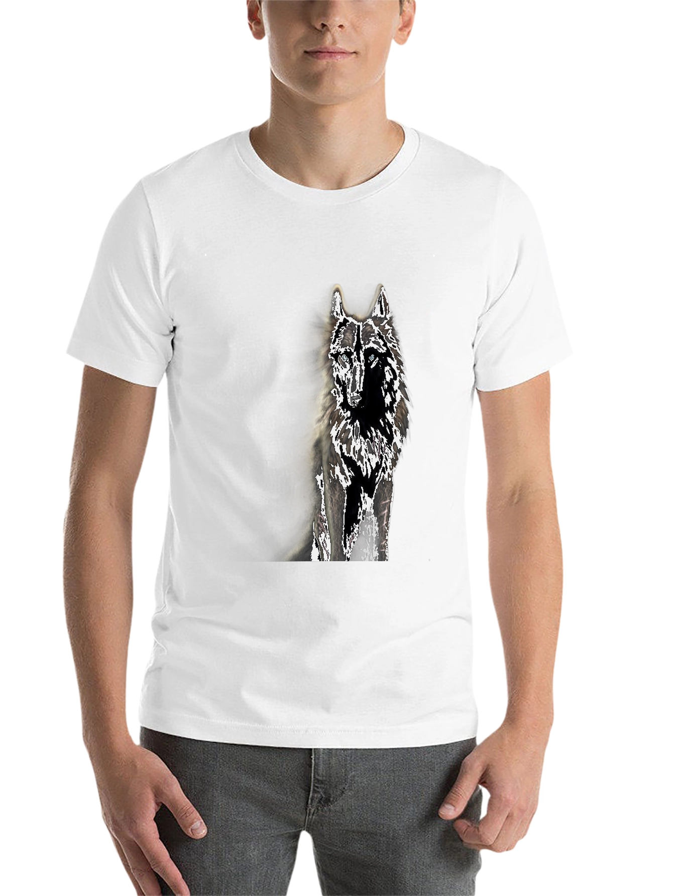 Black Wolf Graphic Tee - Black Cotton Blend T-Shirt view 14