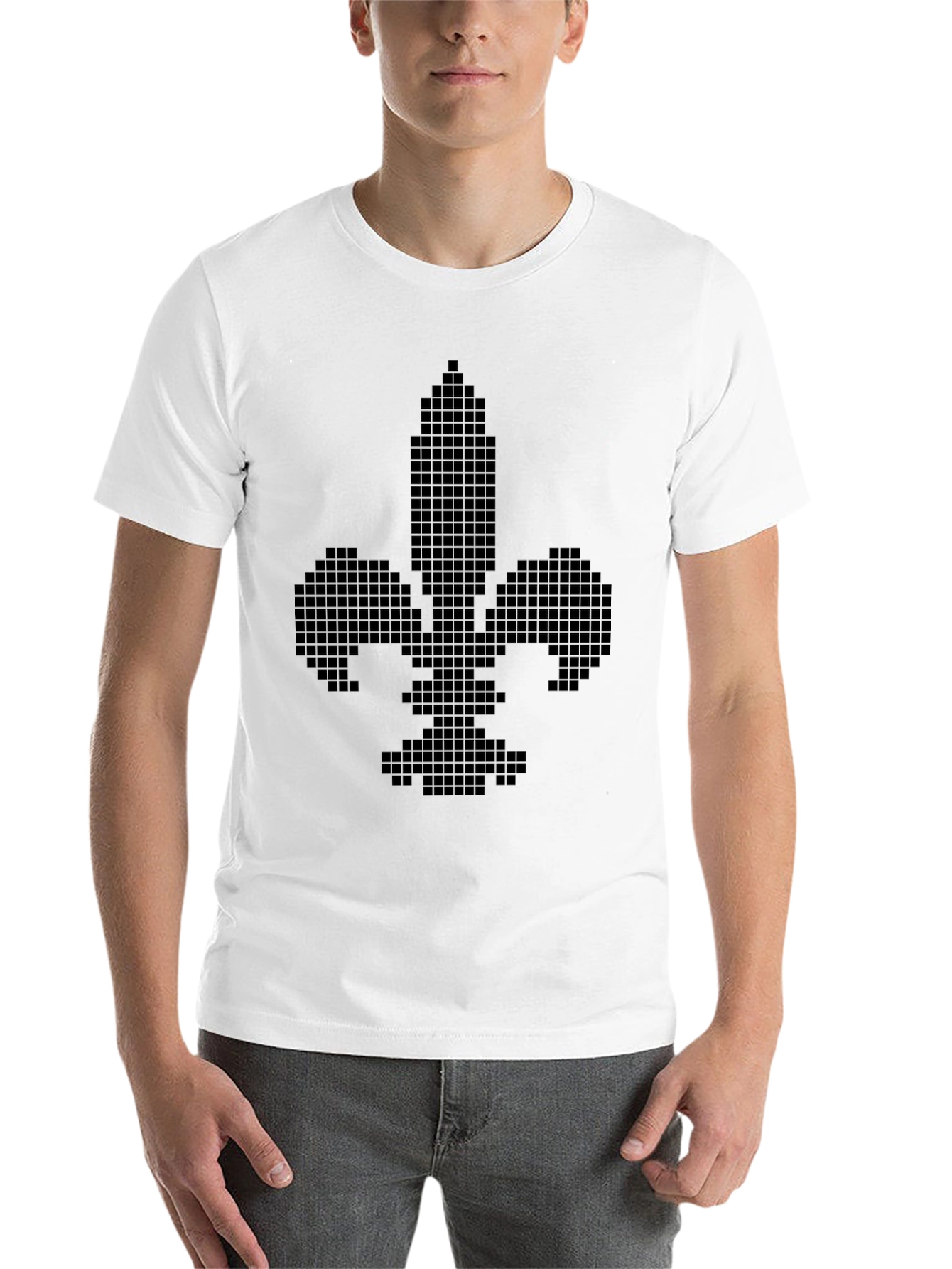Black Pixel Fleur-de-lis Black T-Shirt view 14