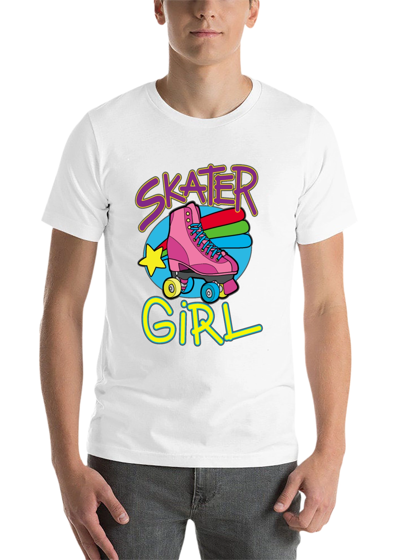 Black Skater Girl T-Shirt: Retro Roller Skate Design view 14