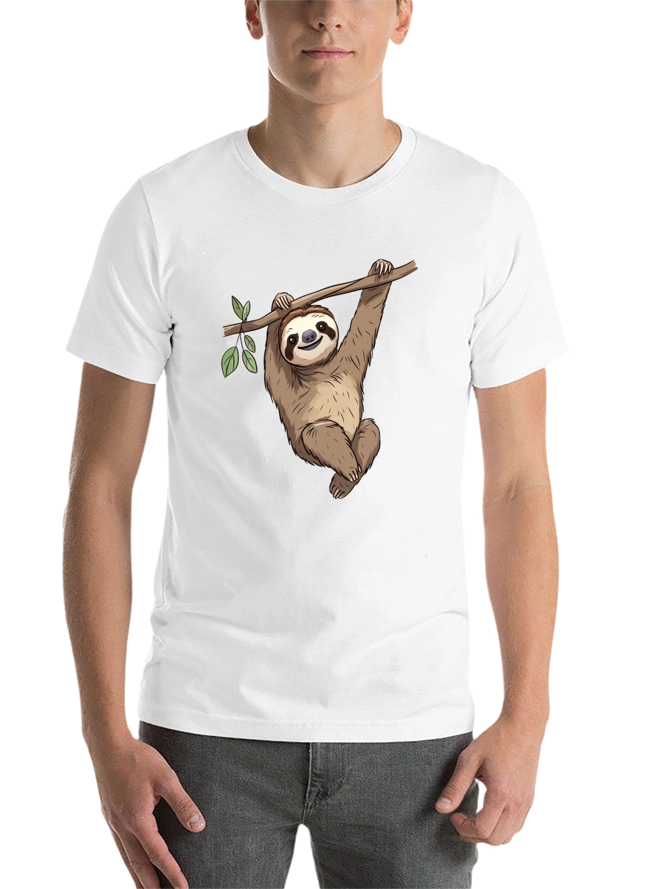 Black Cute Sloth Hanging on Tree T-Shirt view 14