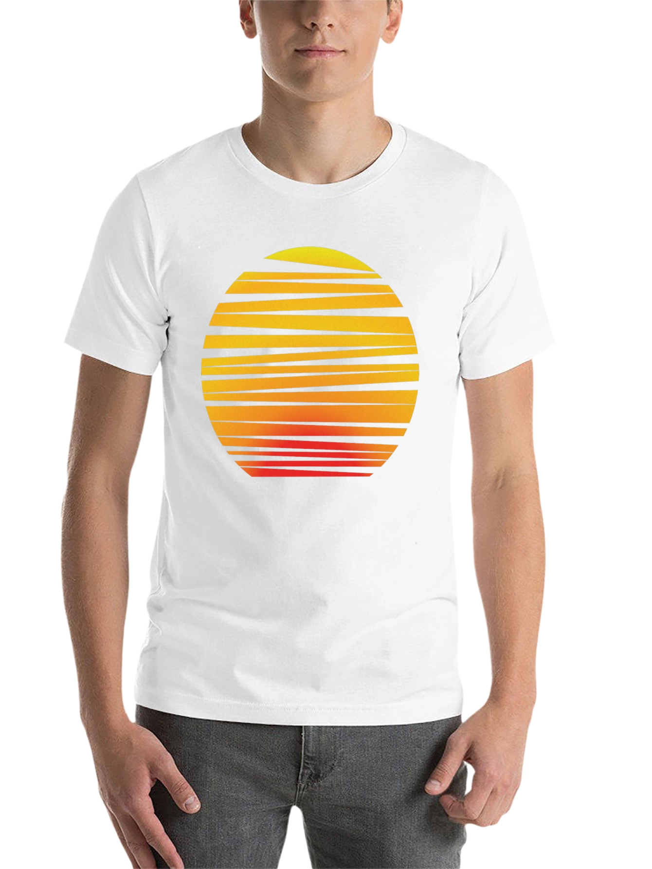 Black Retro Sunset Graphic Tee - Black Cotton T-Shirt view 14
