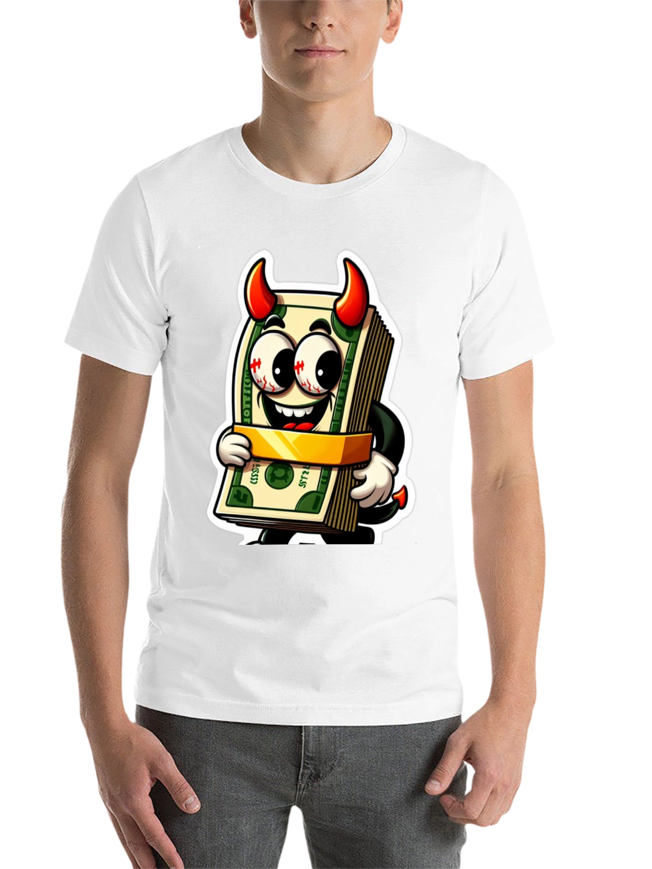 Black Money Devil Graphic Tee - Cartoon Cash Shirt view 14