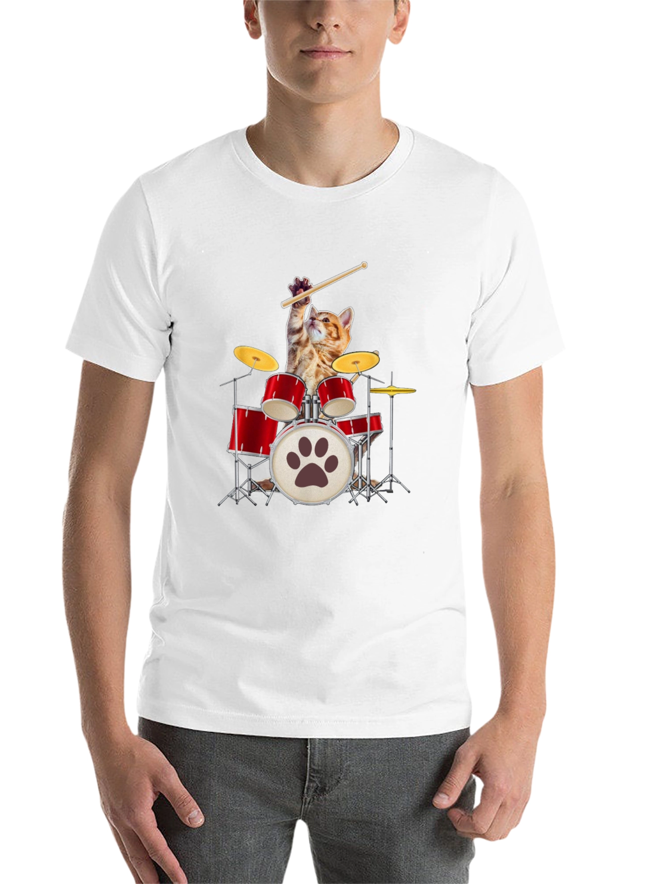 Black Cat Drummer T-Shirt - Rock Out in Style! view 14