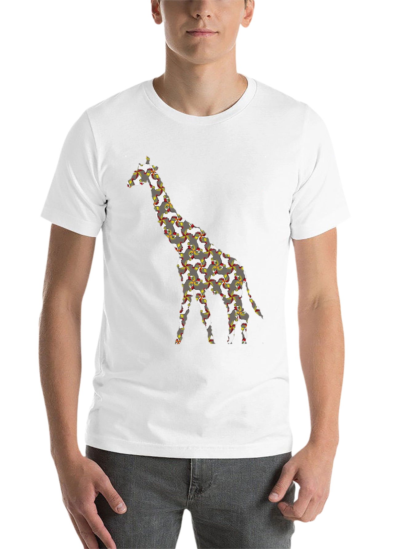 Black Giraffe Chicken T-Shirt - Quirky Animal Print Tee view 14