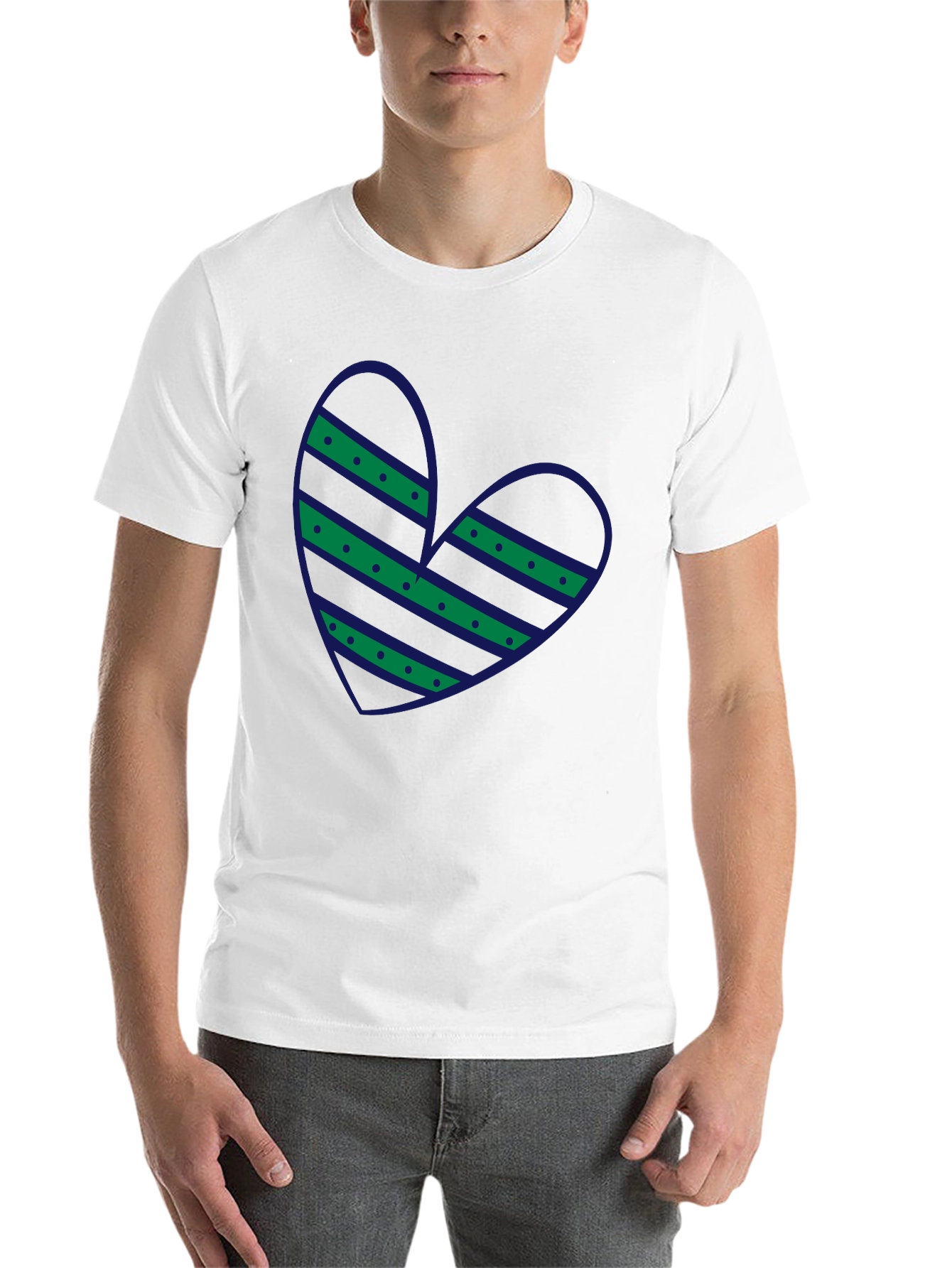 Black Striped Heart Graphic Tee - Casual Black T-Shirt view 14