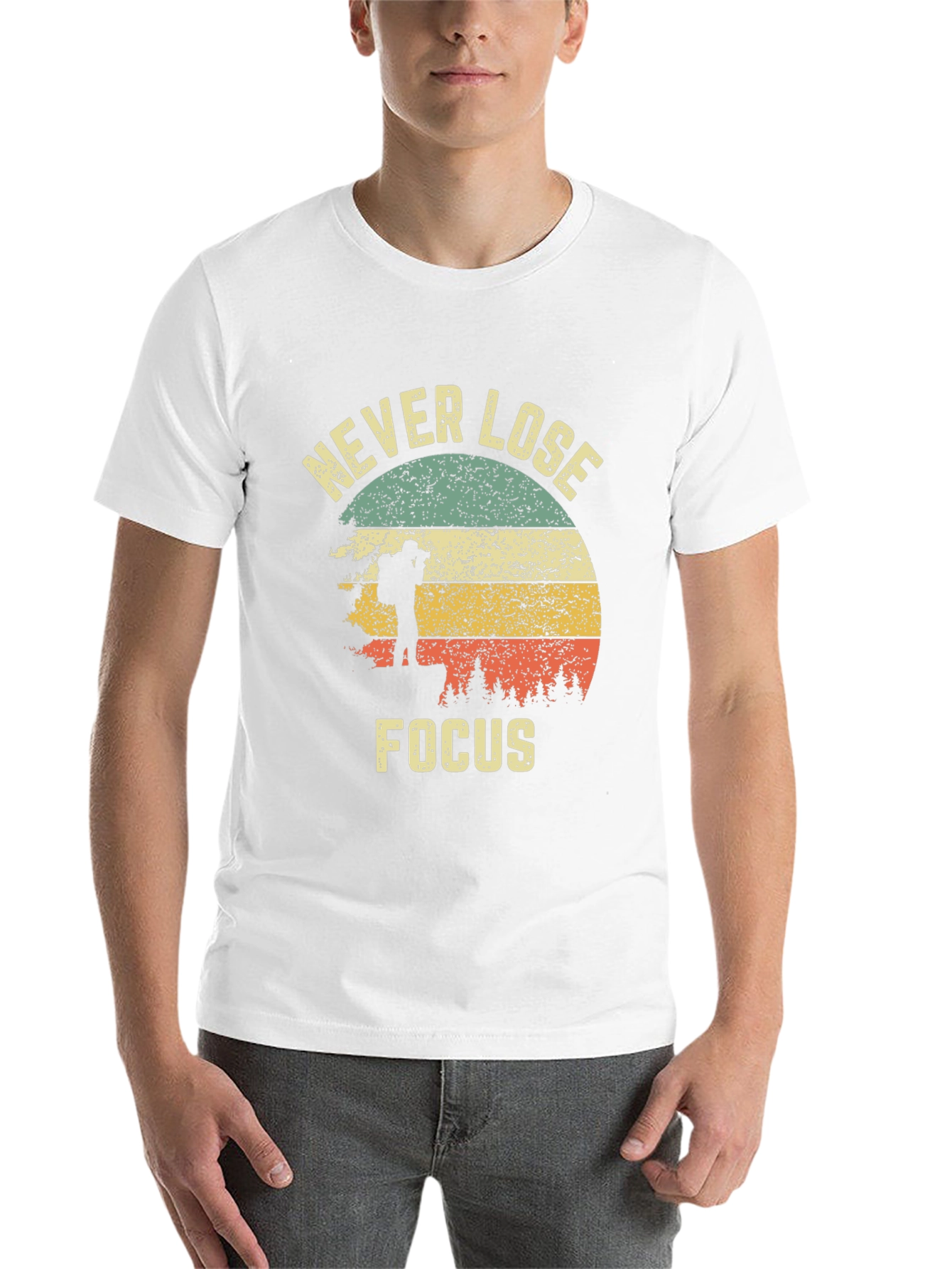 Black Never Lose Focus Retro Graphic Tee view 14