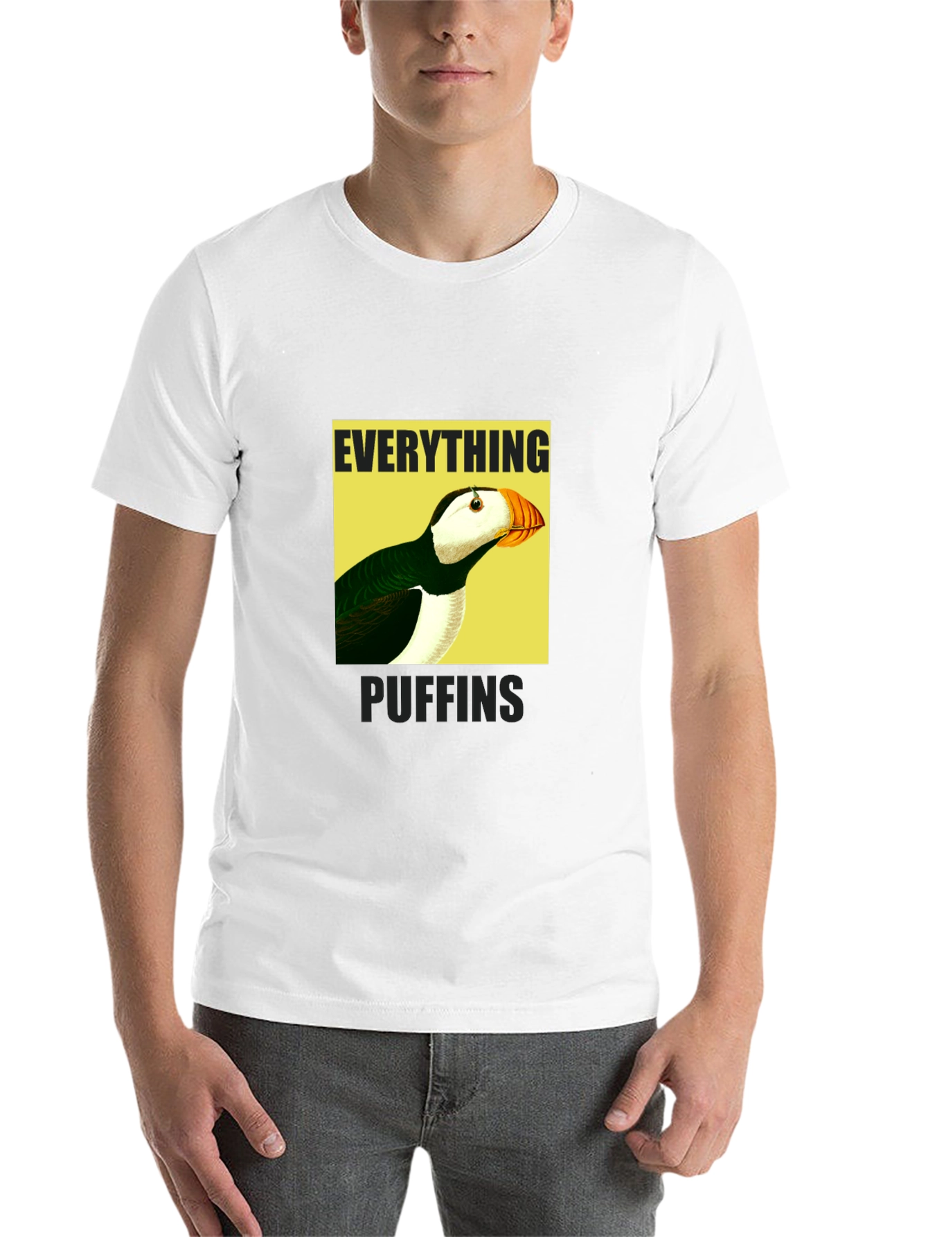 Black Everything Puffin Graphic Tee - Black Cotton T-Shirt view 14