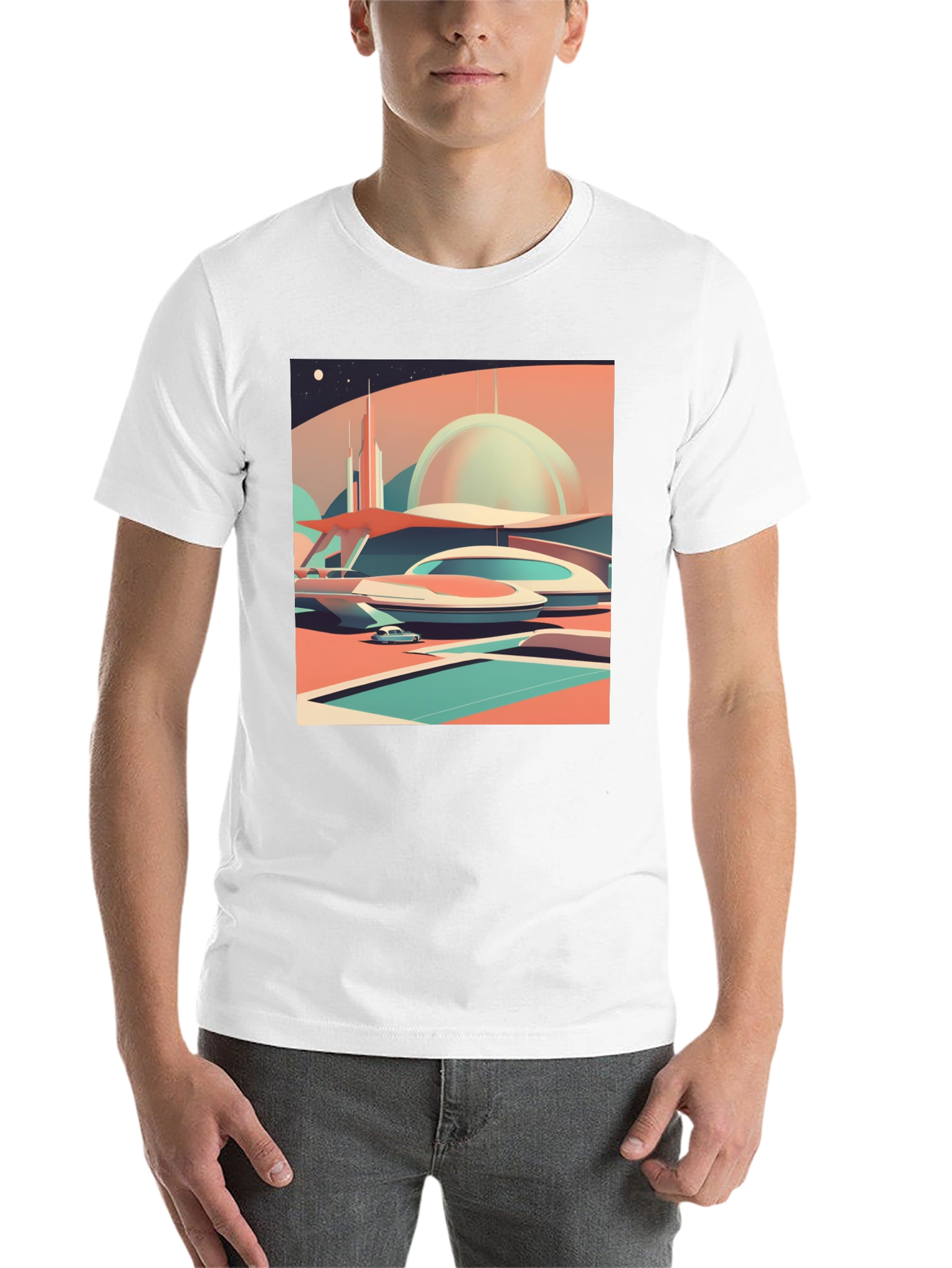 Black Retro Futuristic Graphic Tee view 14