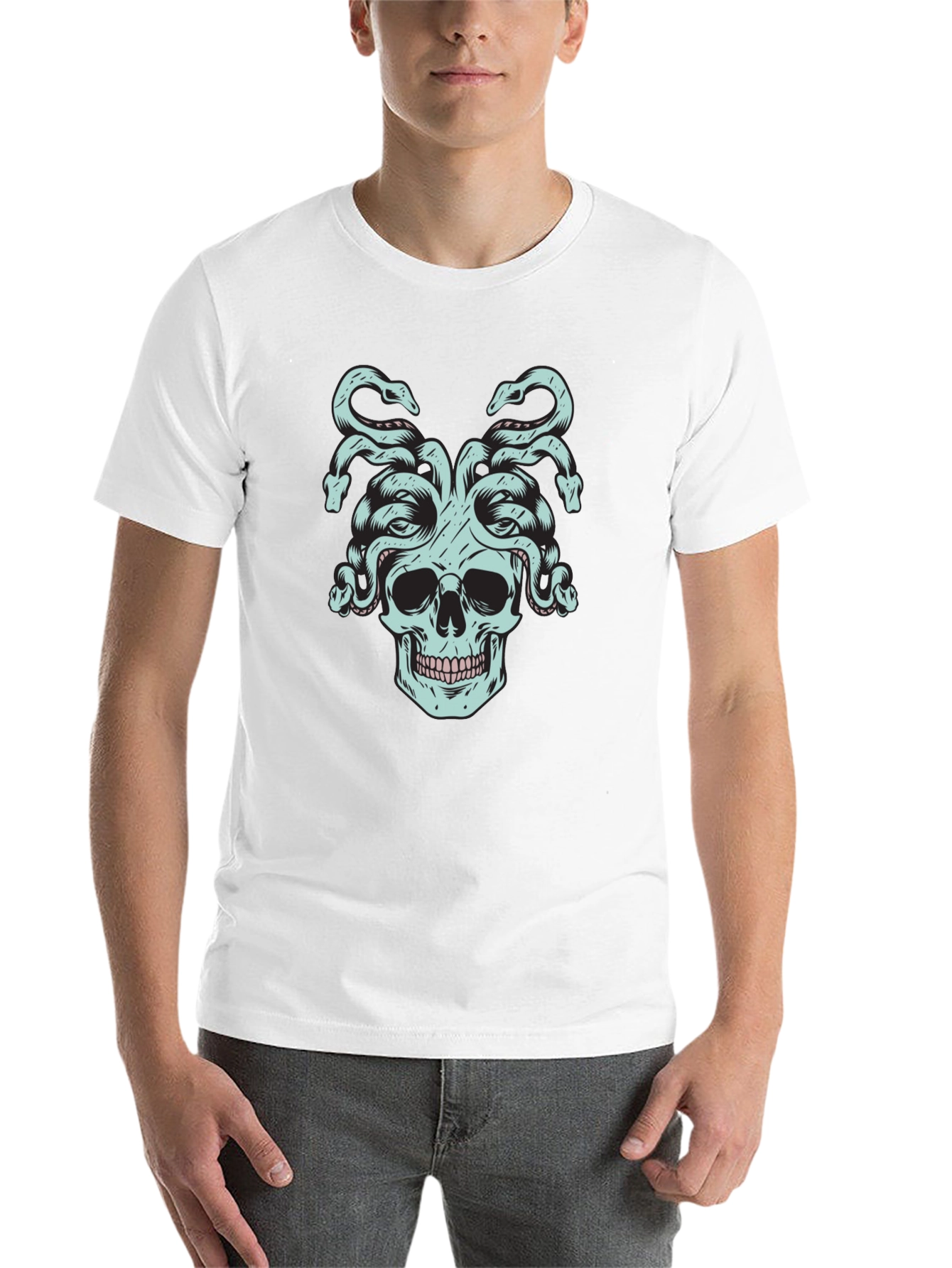 Black Medusa Skull Graphic Tee - Black view 14