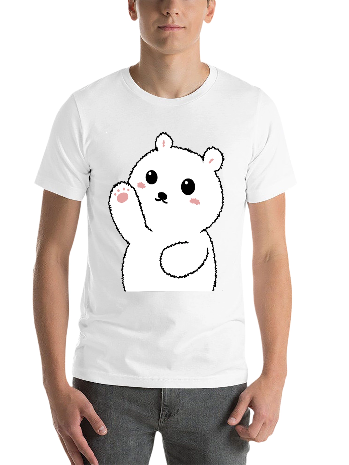 Black Cute Polar Bear Graphic Tee - Soft Black Cotton view 14