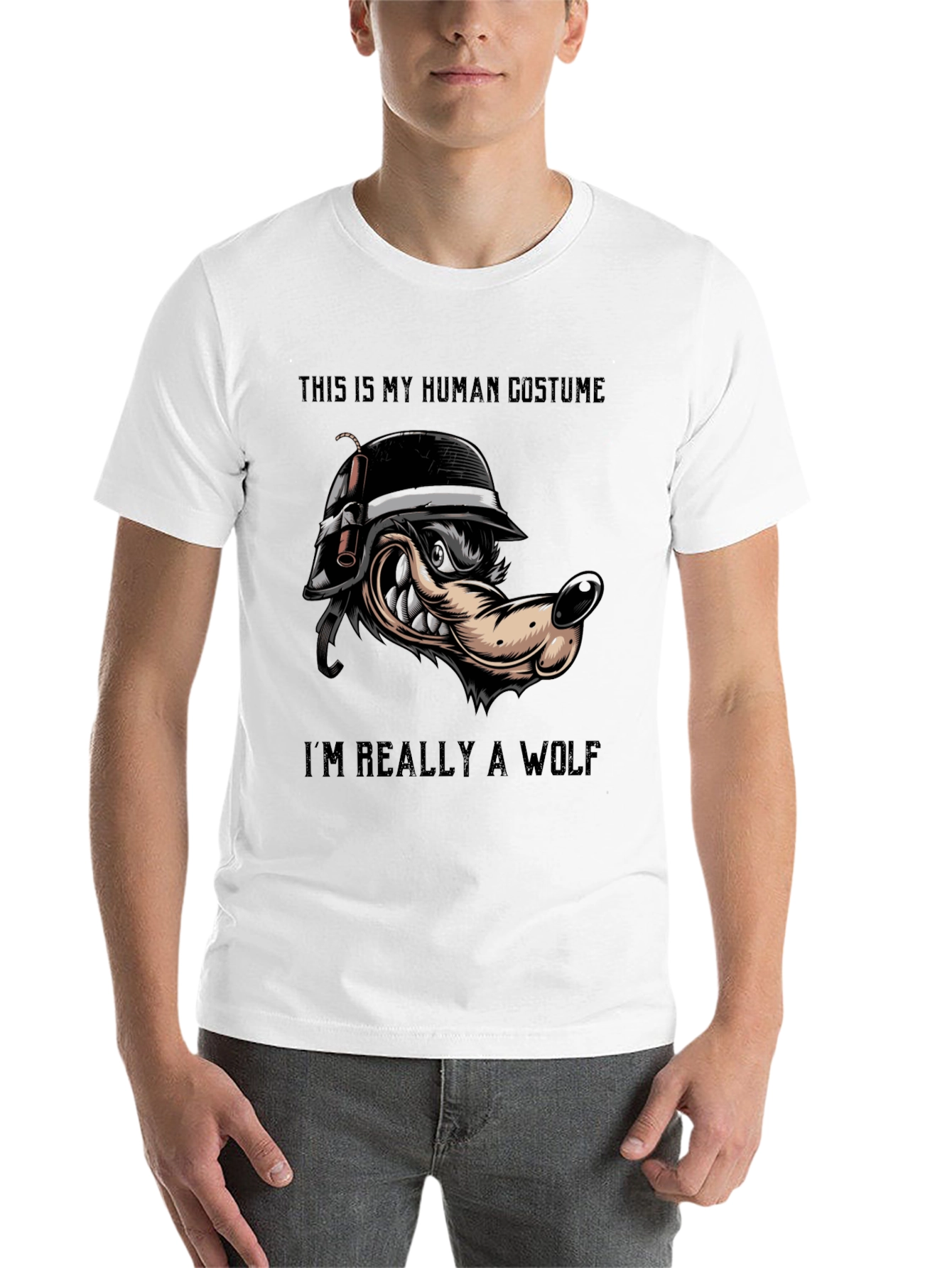 Black Human Costume Wolf T-Shirt view 14