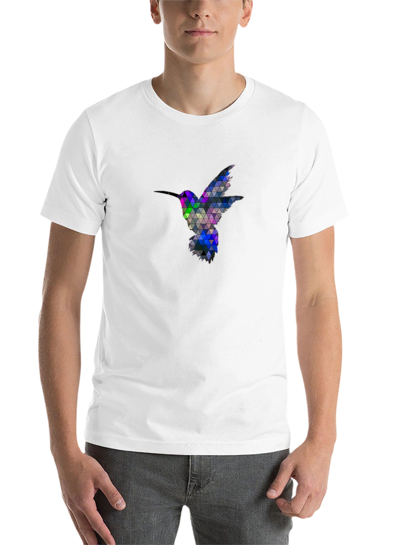 Black Geometric Hummingbird Graphic Tee - Black view 14