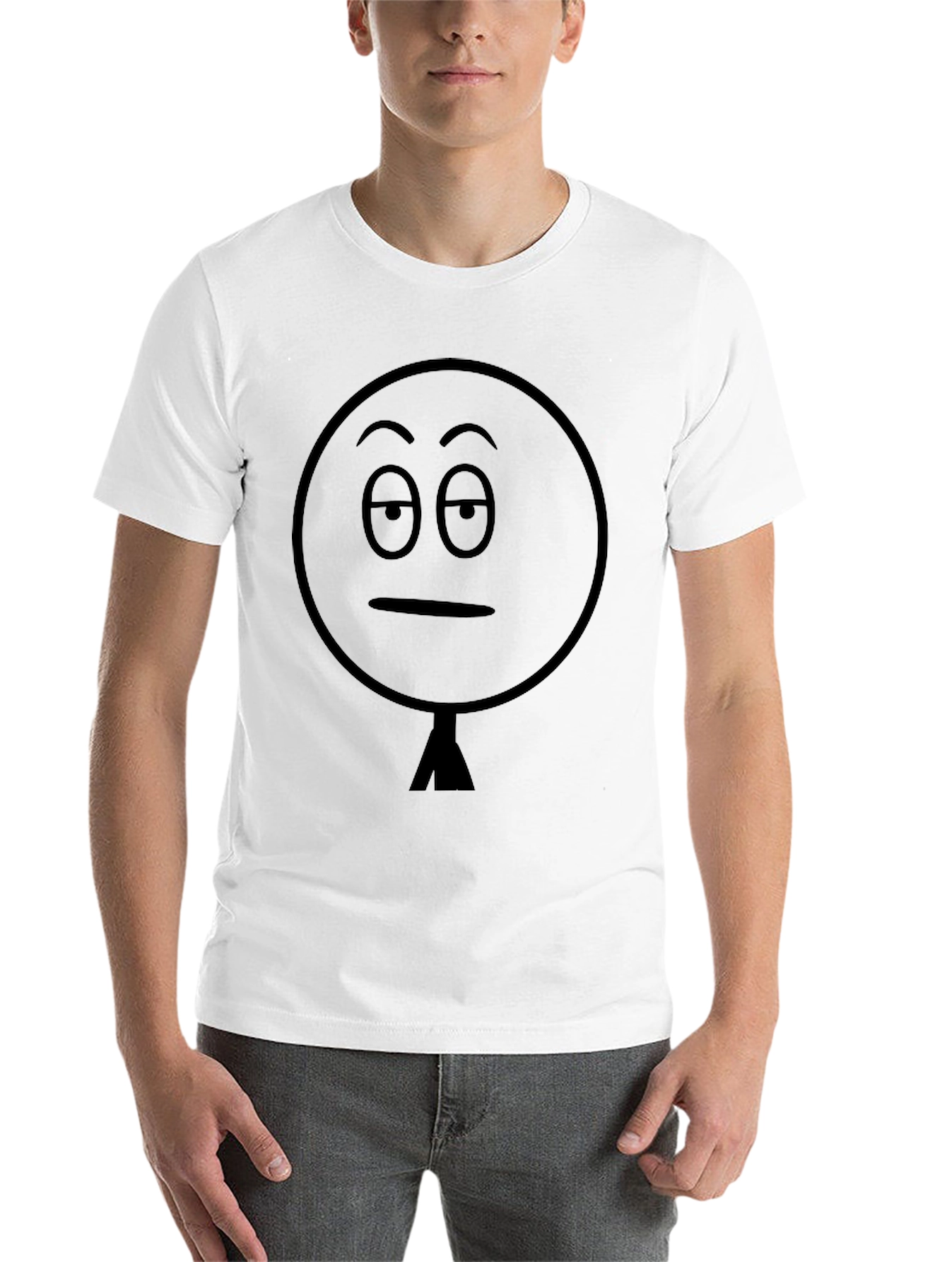 Black Black T-Shirt with Funny Sarcastic Stick Figure Face view 14