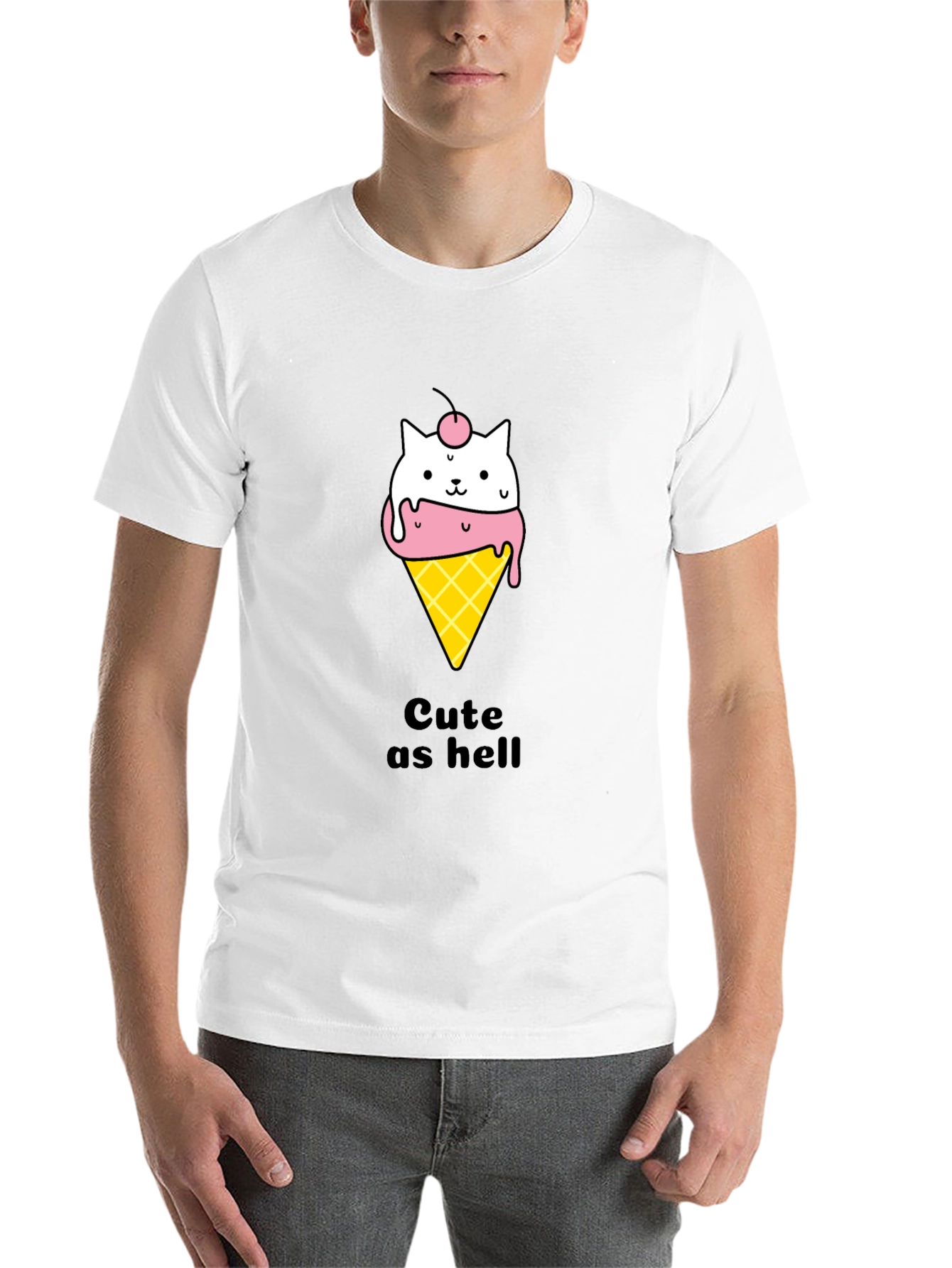 Black Cute Ice Cream Cat T-Shirt view 14