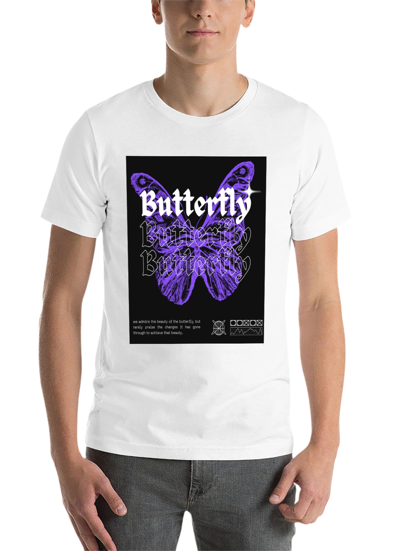 Black Butterfly Graphic Print Black T-Shirt view 14