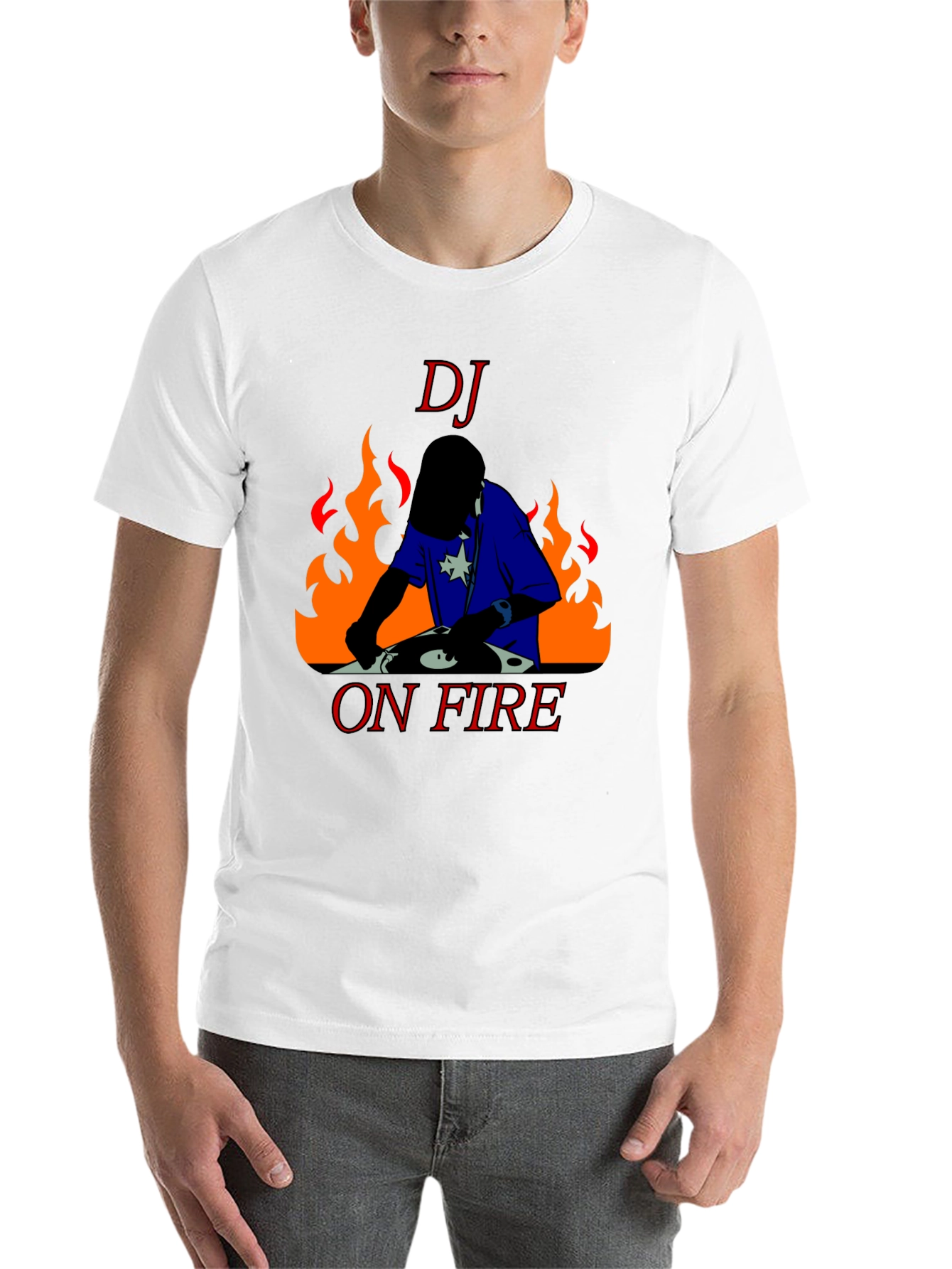 Black DJ On Fire Graphic Tee - Black Cotton T-Shirt view 14