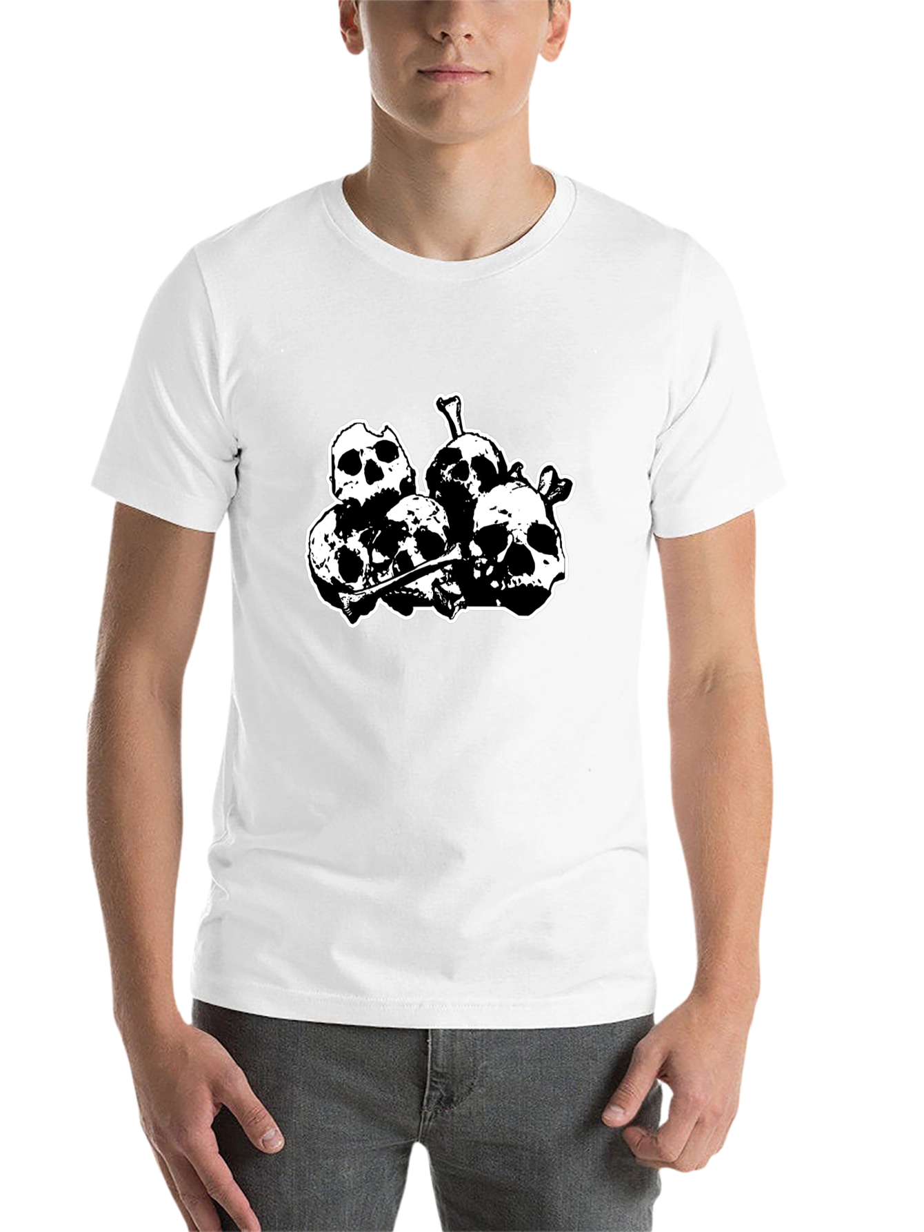 Black Skull Pile Graphic Tee - Black Cotton T-Shirt view 14