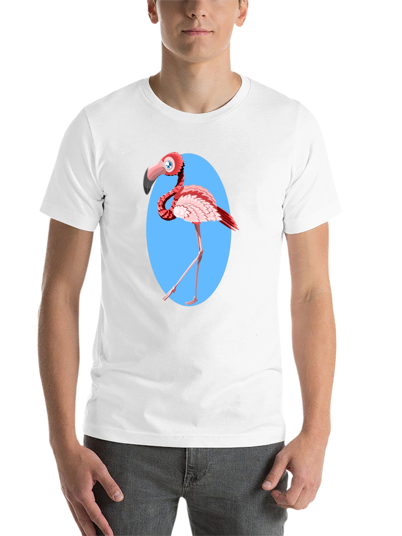 Black Cartoon Flamingo Graphic Tee - Fun Novelty Design view 14