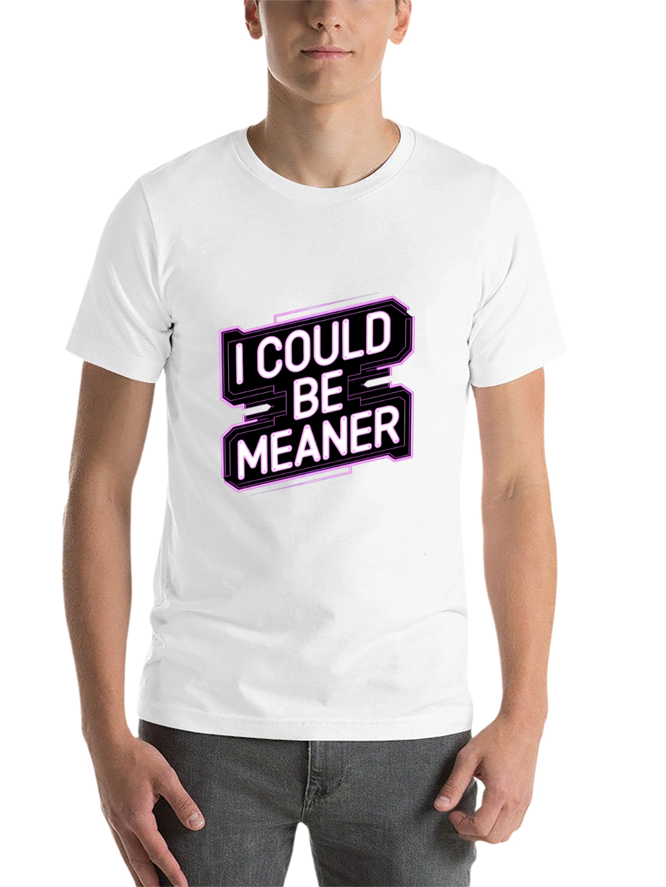 Black I Could Be Meaner Funny Graphic Tee view 14