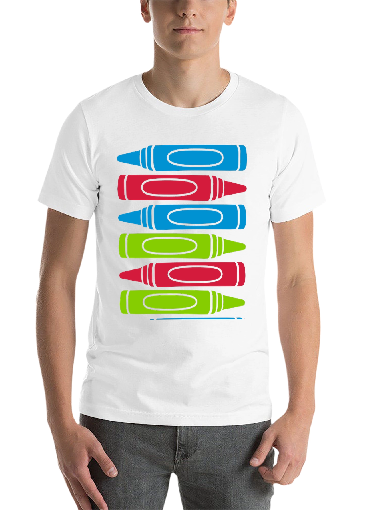 Black Colorful Crayon Stack Graphic Tee view 14