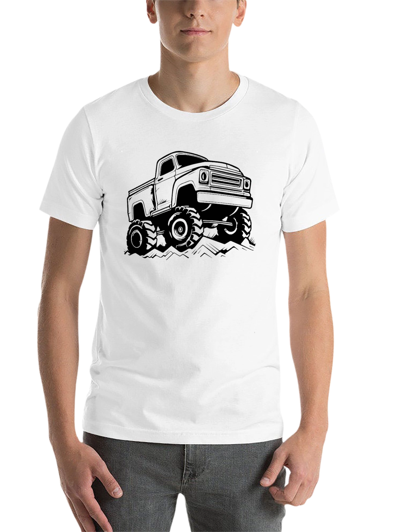 Black Monster Truck Graphic Tee - Black Cotton Blend view 14