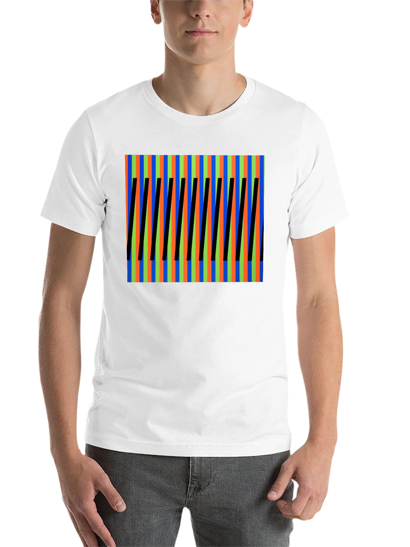 Black Abstract Pattern Tee - Bold Colors, Unique Design view 14