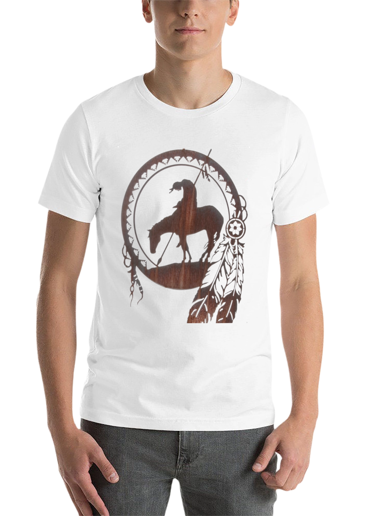 Black Native American Horse Dreamcatcher Graphic Tee view 14