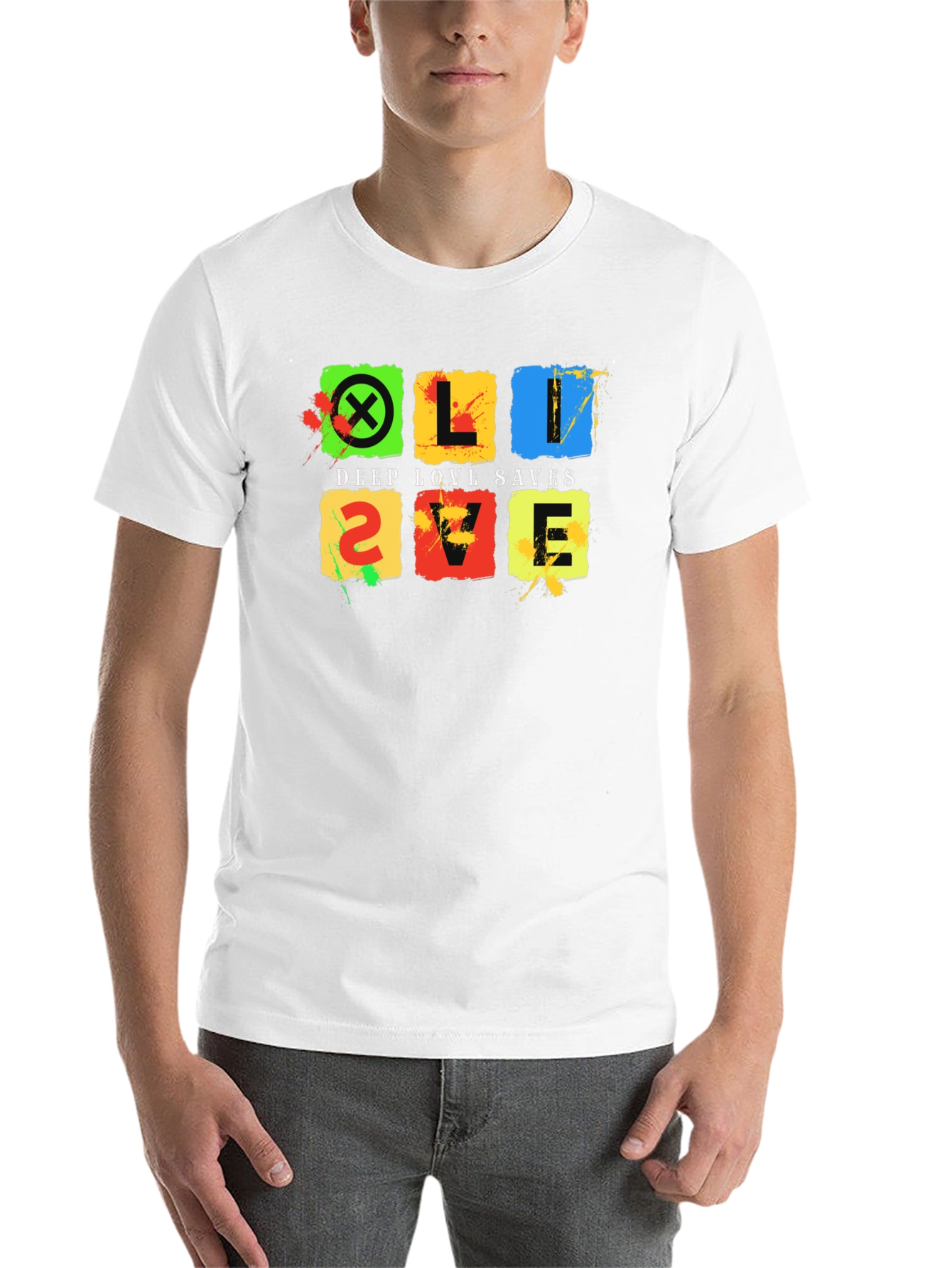 Black Deep Love Saves Black T-Shirt - Colorful Graphic Design view 14