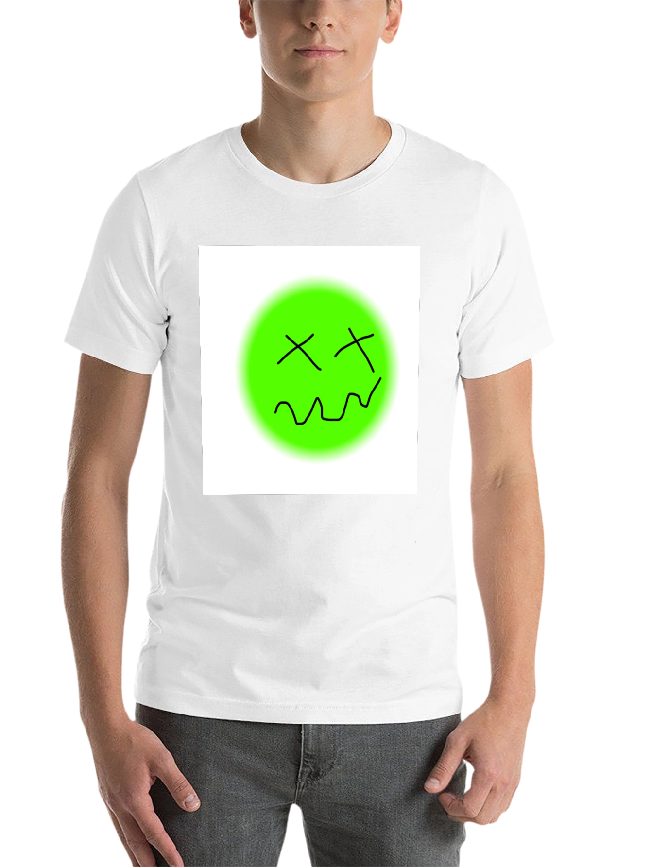 Black Unique Graphic Tee - Green Smiley Face T-Shirt view 14