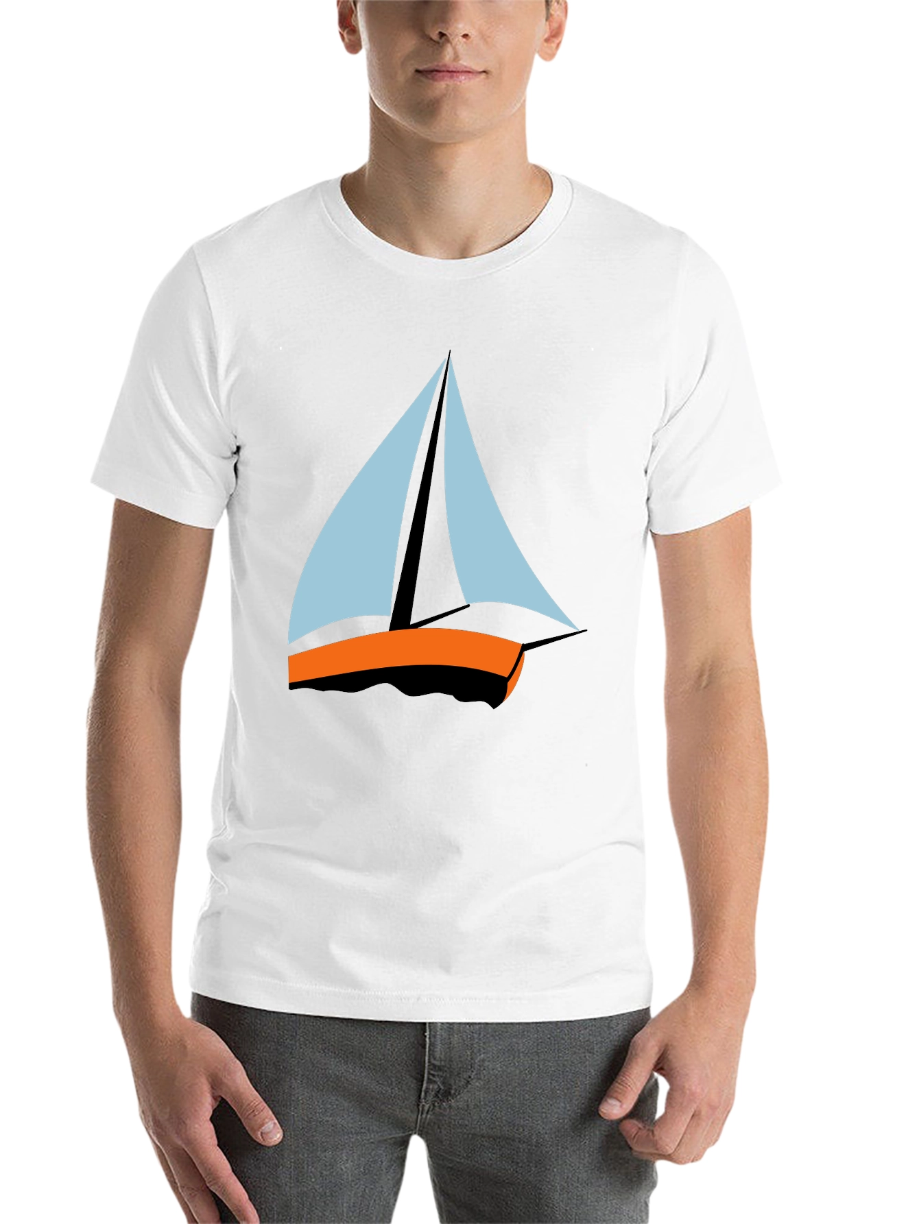 Black Men's Black T-Shirt - Sailboat Graphic Tee view 14