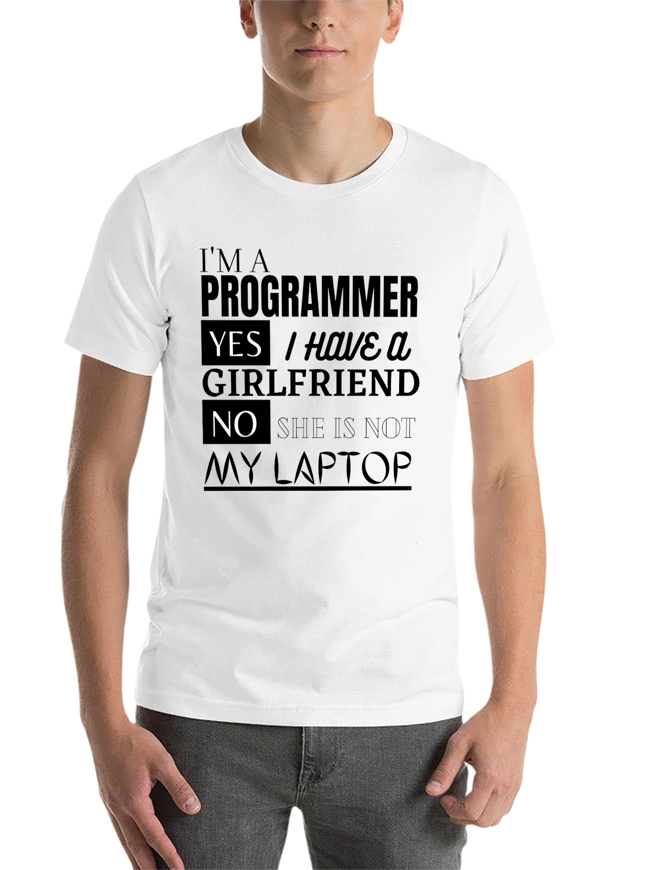Black Funny Programmer T-Shirt: I Have a Girlfriend! view 14