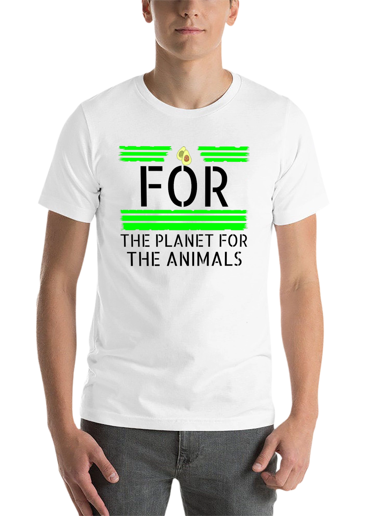 Black Vegan Avocado T-Shirt - For the Planet, For the Animals Tee view 14