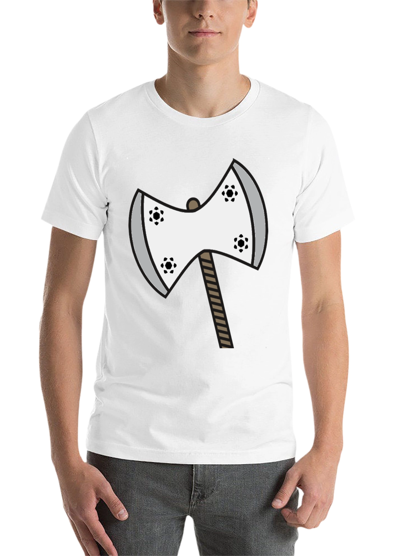 Black Axe Graphic Tee - Unique Cartoon Double Axe Design view 14