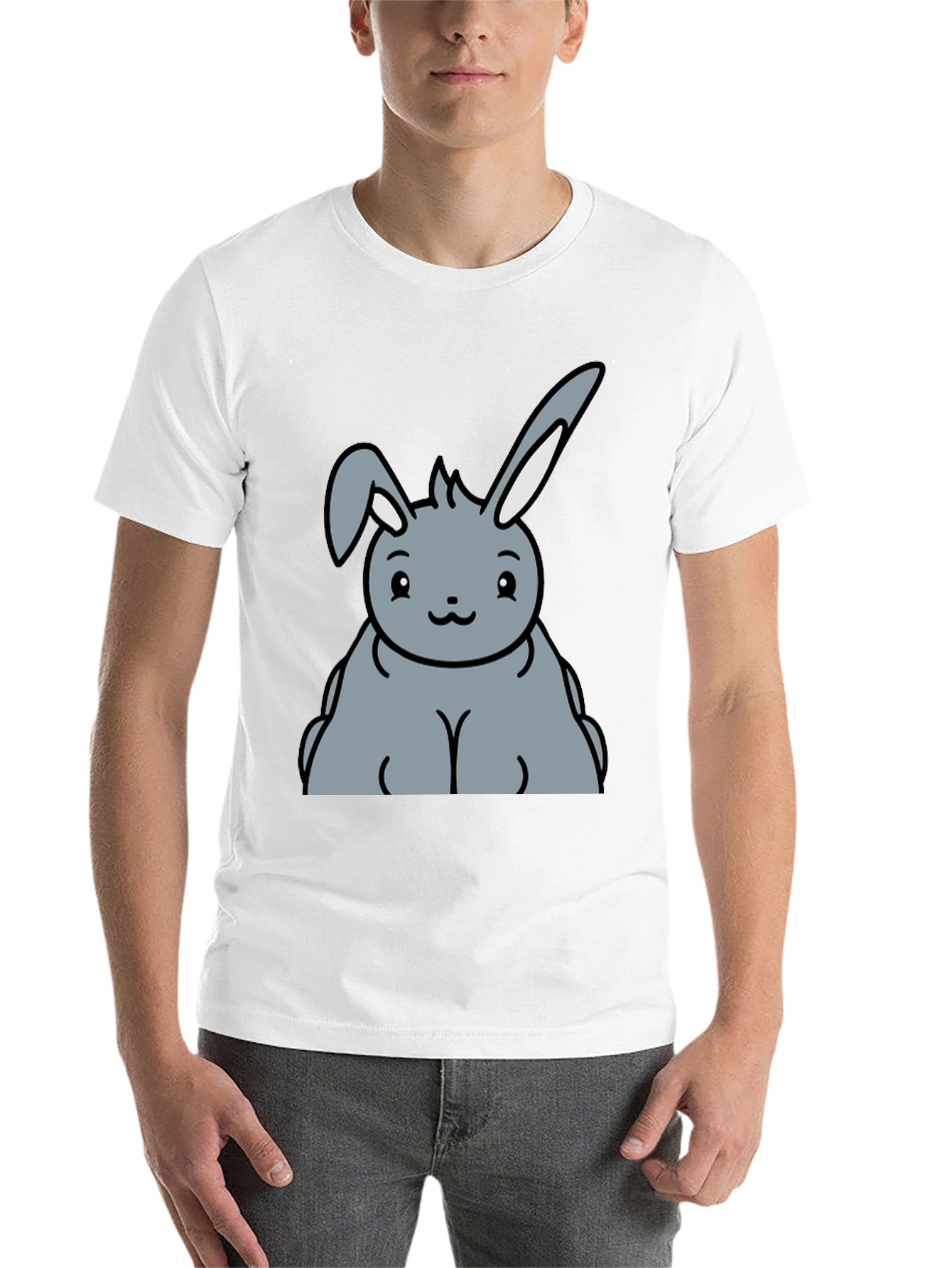 Black Cute Cartoon Bunny Graphic T-Shirt view 14