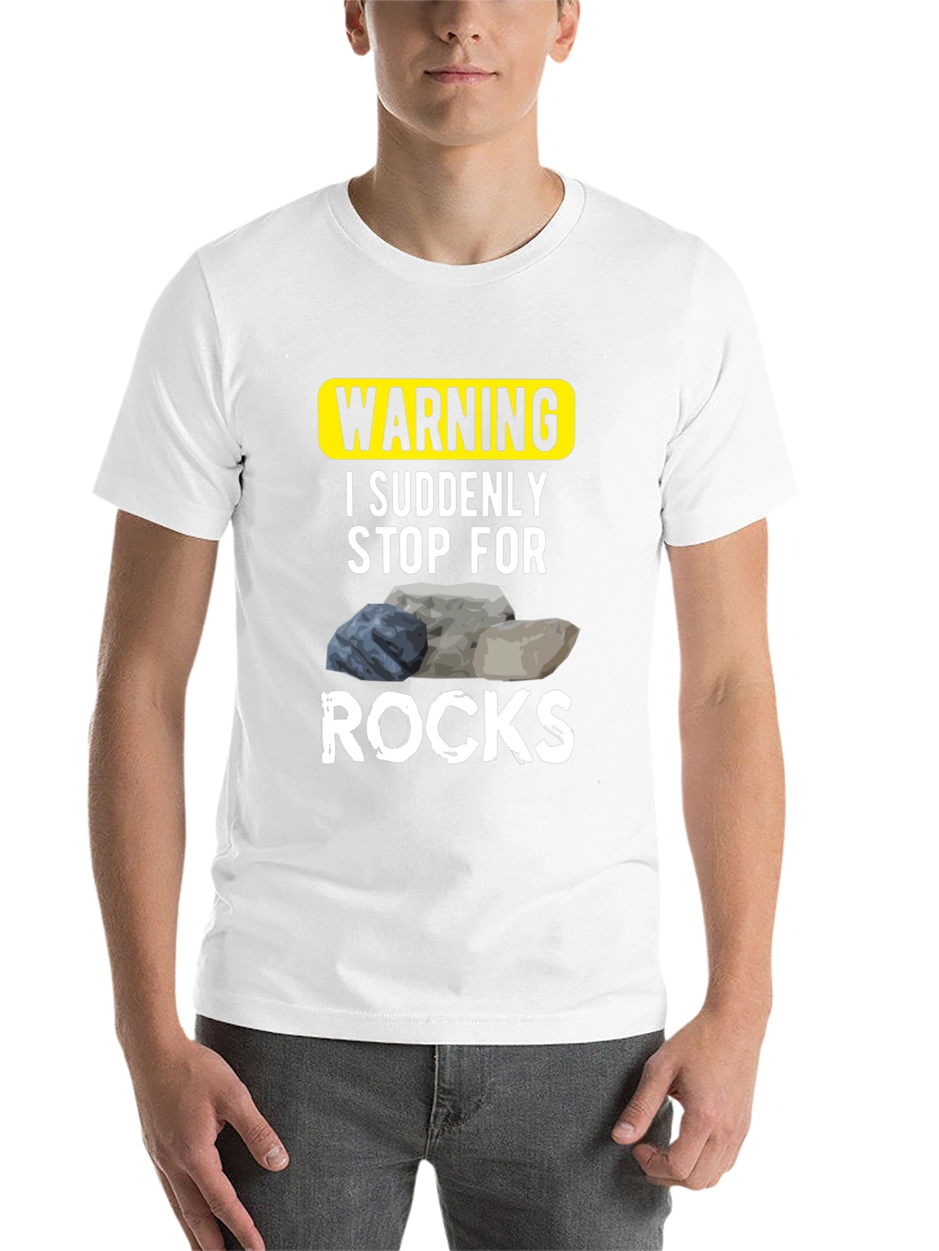 Black Warning: I Suddenly Stop For Rocks - Novelty T-Shirt view 14