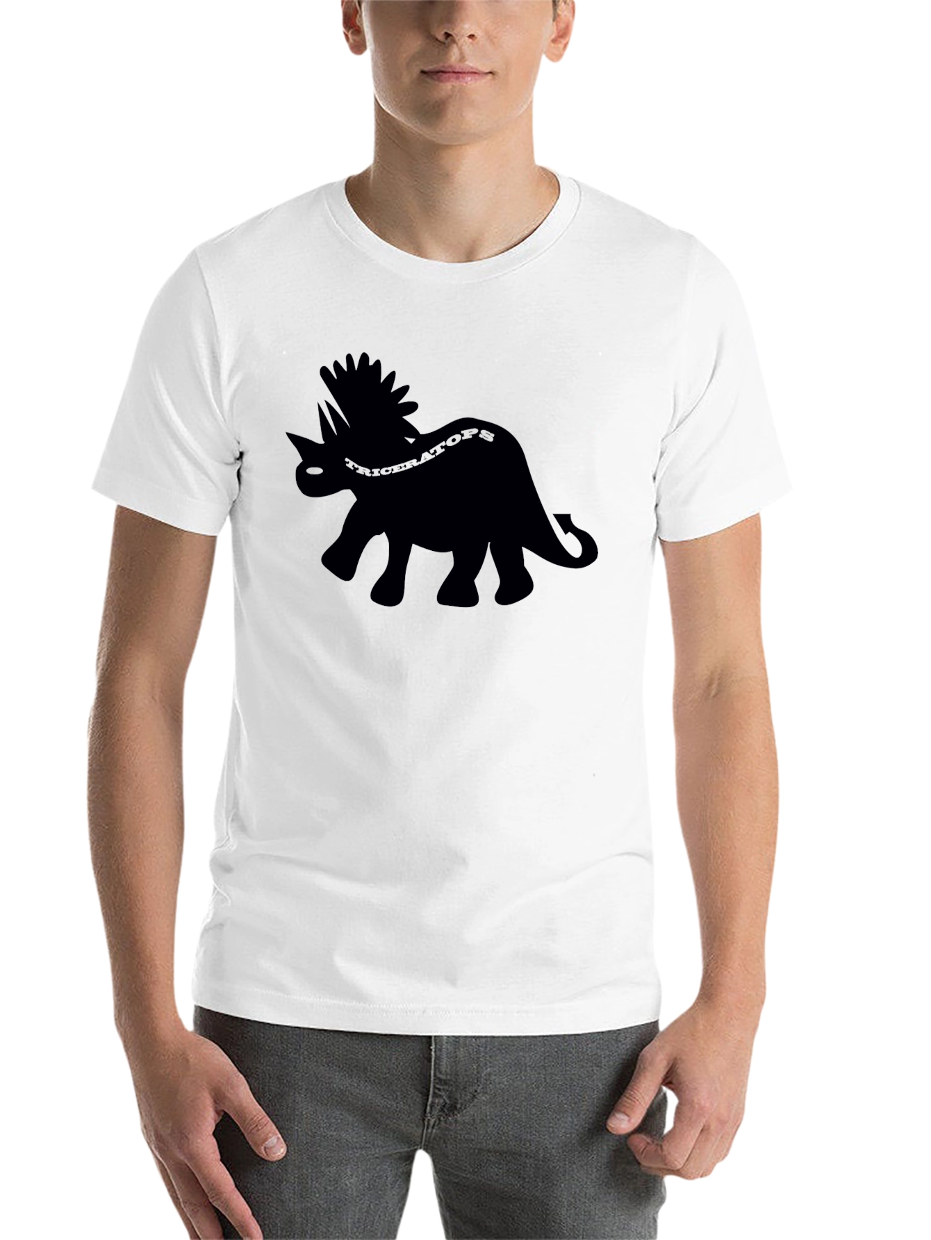 Black Triceratops Dinosaur Graphic Tee - Black view 14
