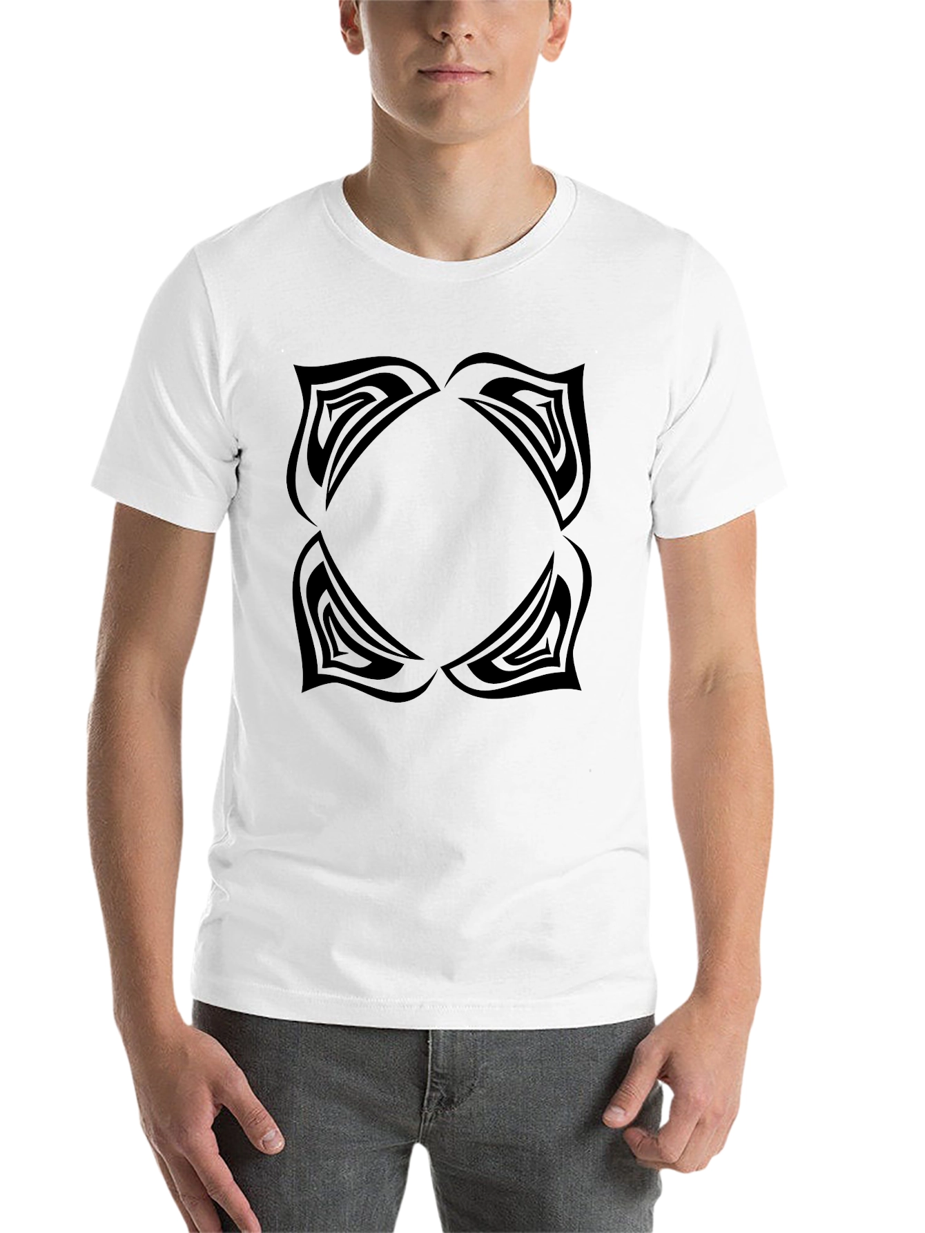 Black Men's Black Graphic Tee - Abstract Lotus Design view 14