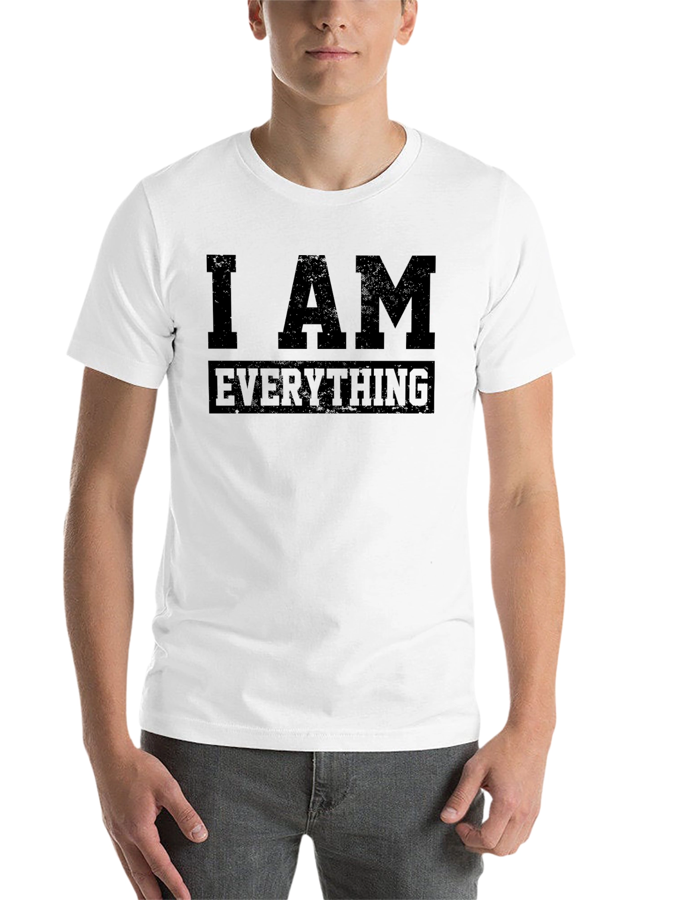 Black I Am Everything Men's Black Graphic Tee view 14