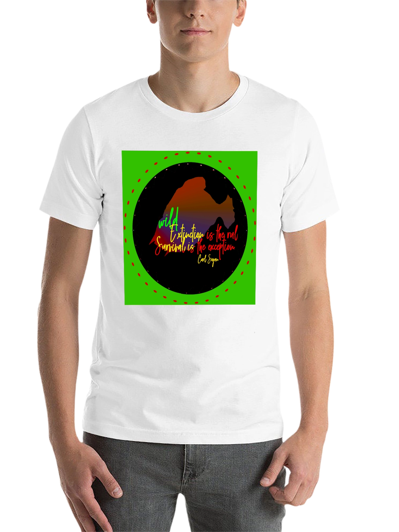 Black Nature Quote T-Shirt - Wild Extinction Carl Sagan view 14