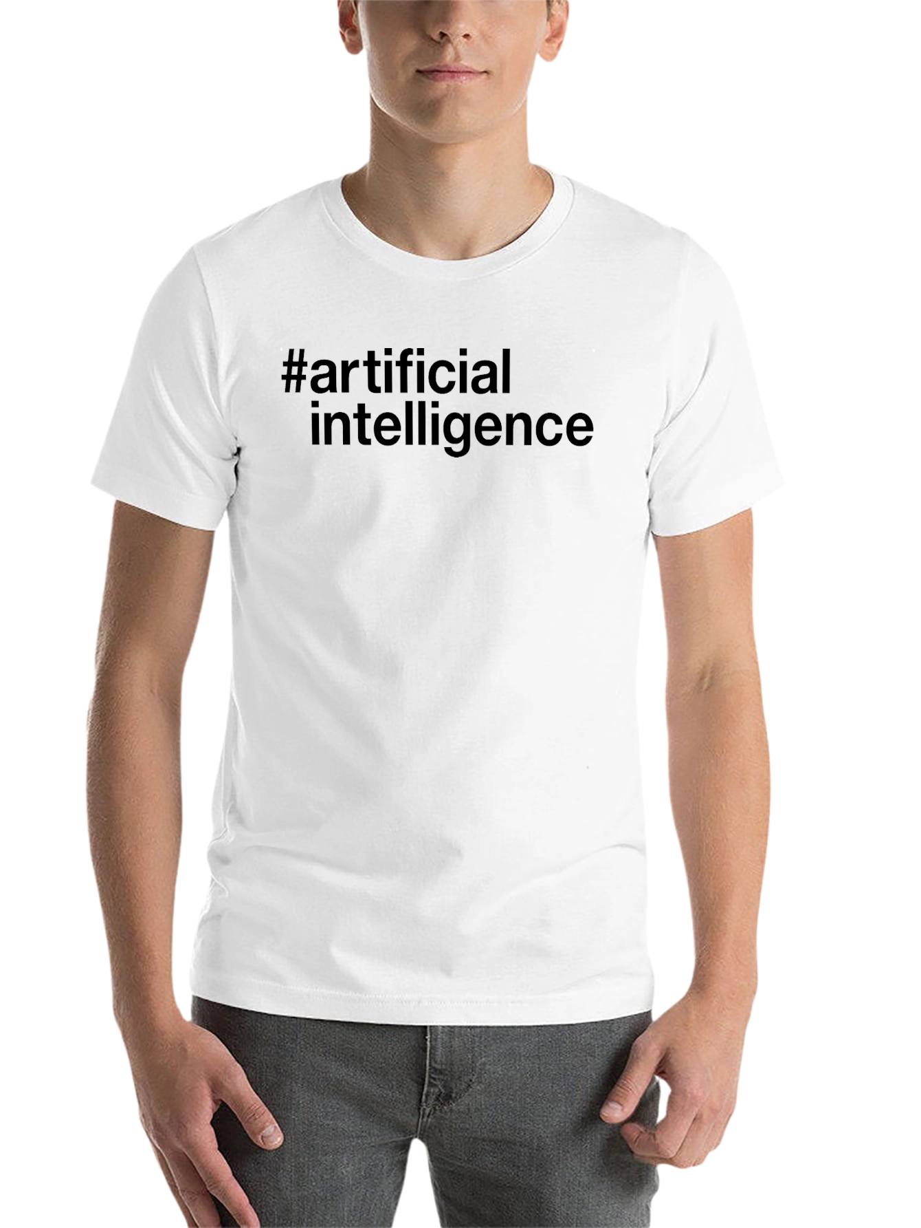 Black Artificial Intelligence Hashtag T-Shirt view 14