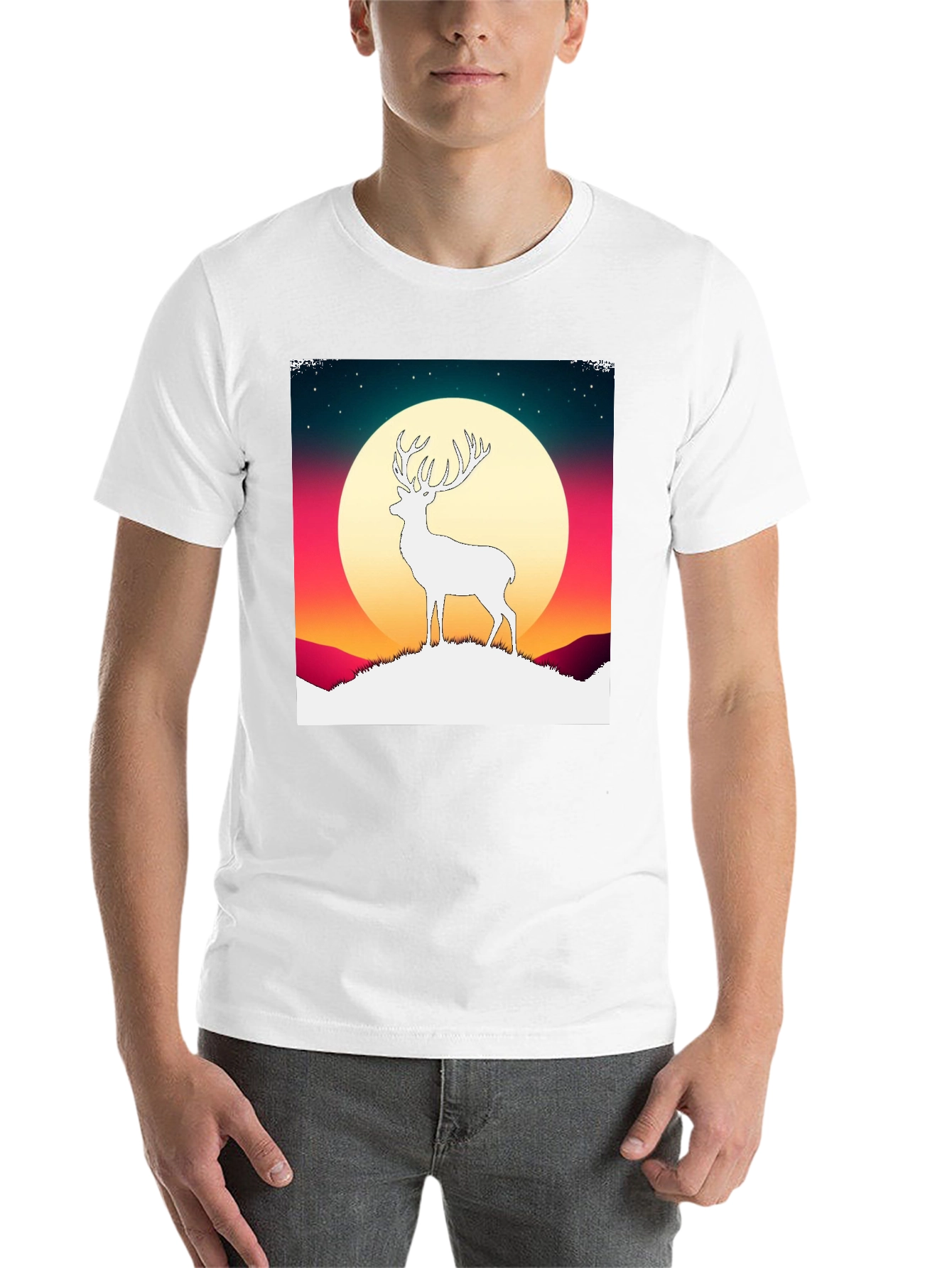 Black Deer Silhouette Graphic Tee - Men's Black T-Shirt view 14